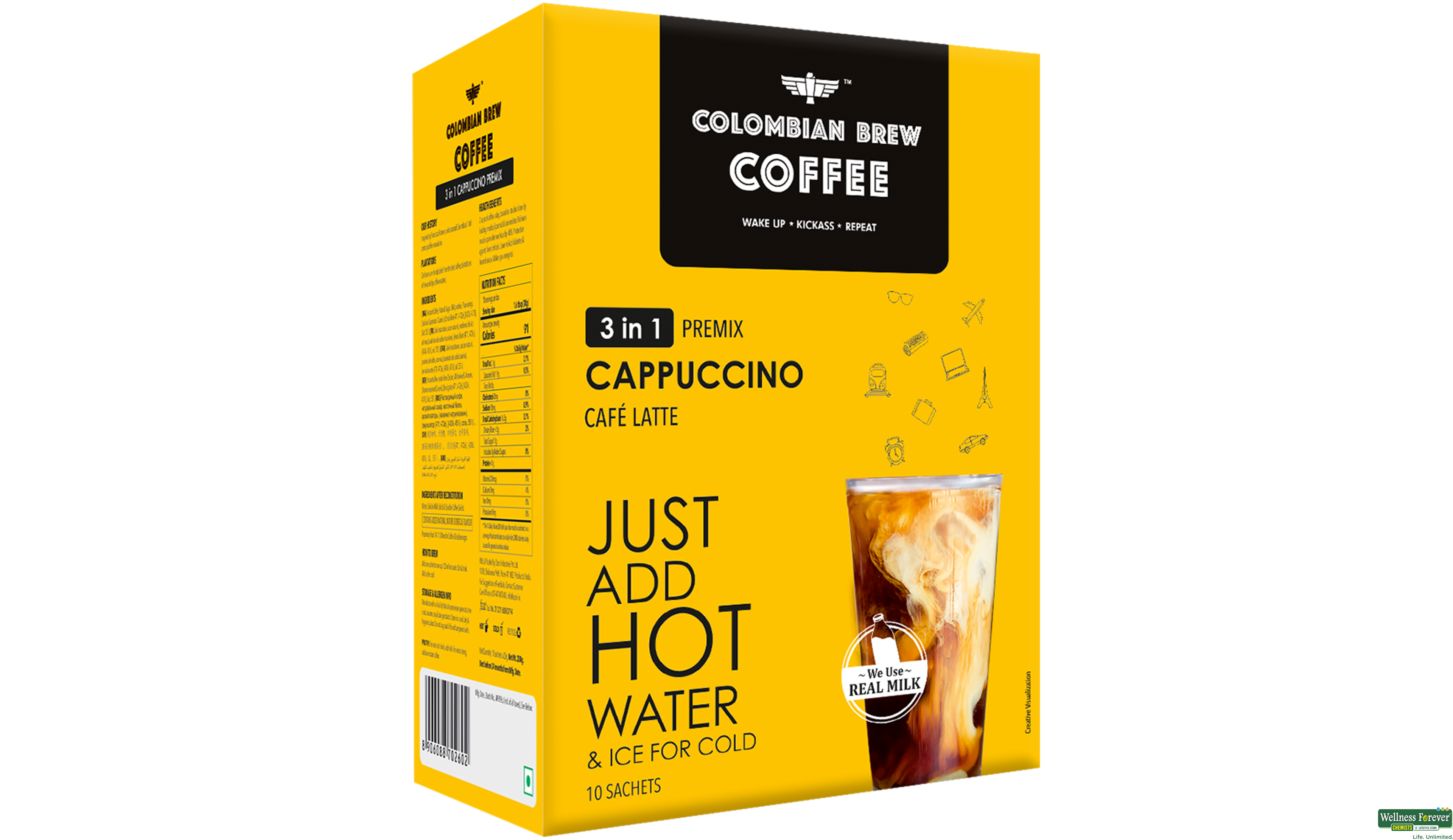 COLOMBIAN BREW 3IN1 CAPPUCCINO COFFEE PREMIX 10PC- 1, 10PC, 