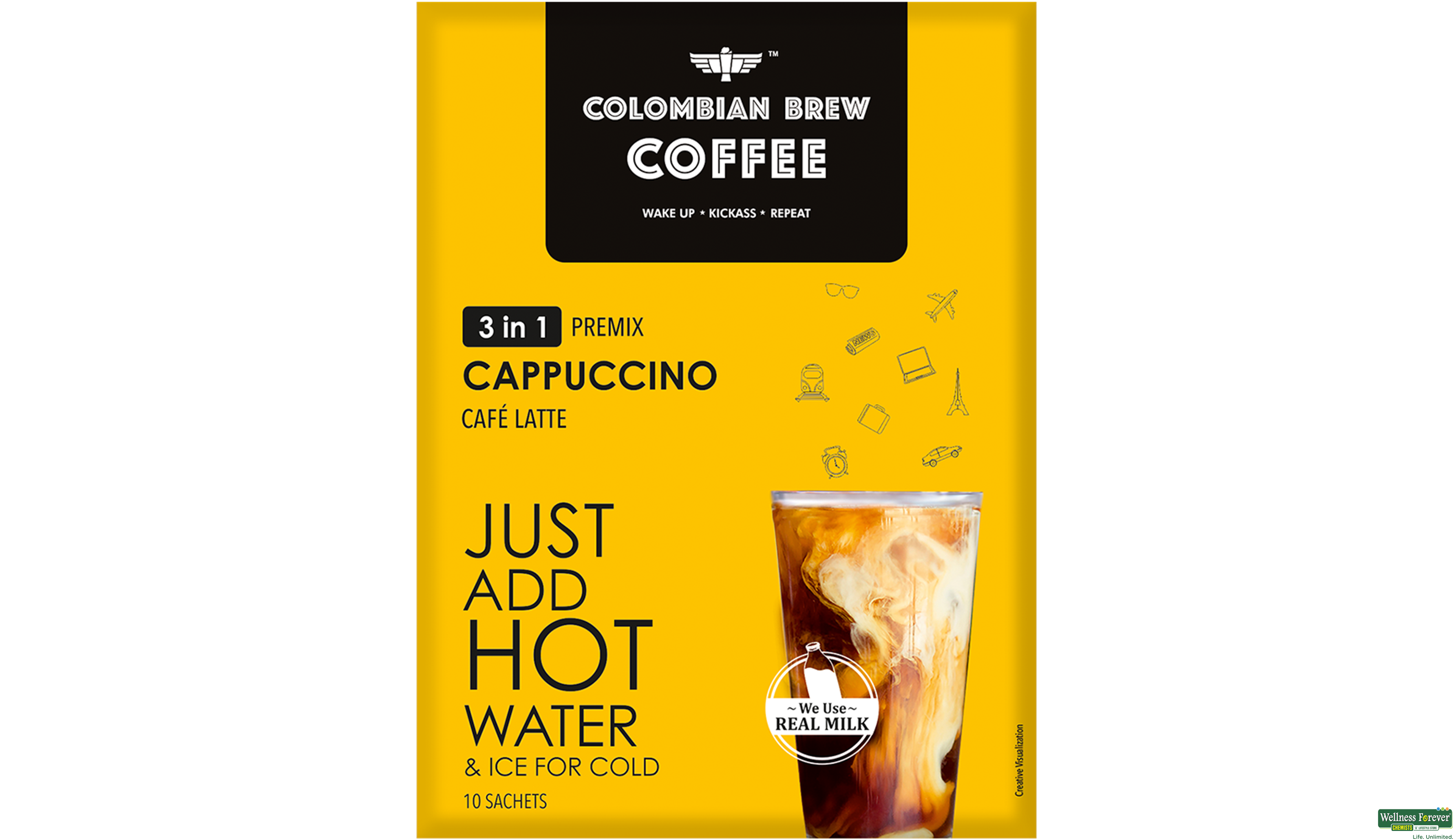 COLOMBIAN BREW 3IN1 CAPPUCCINO COFFEE PREMIX 10PC- 2, 10PC, 