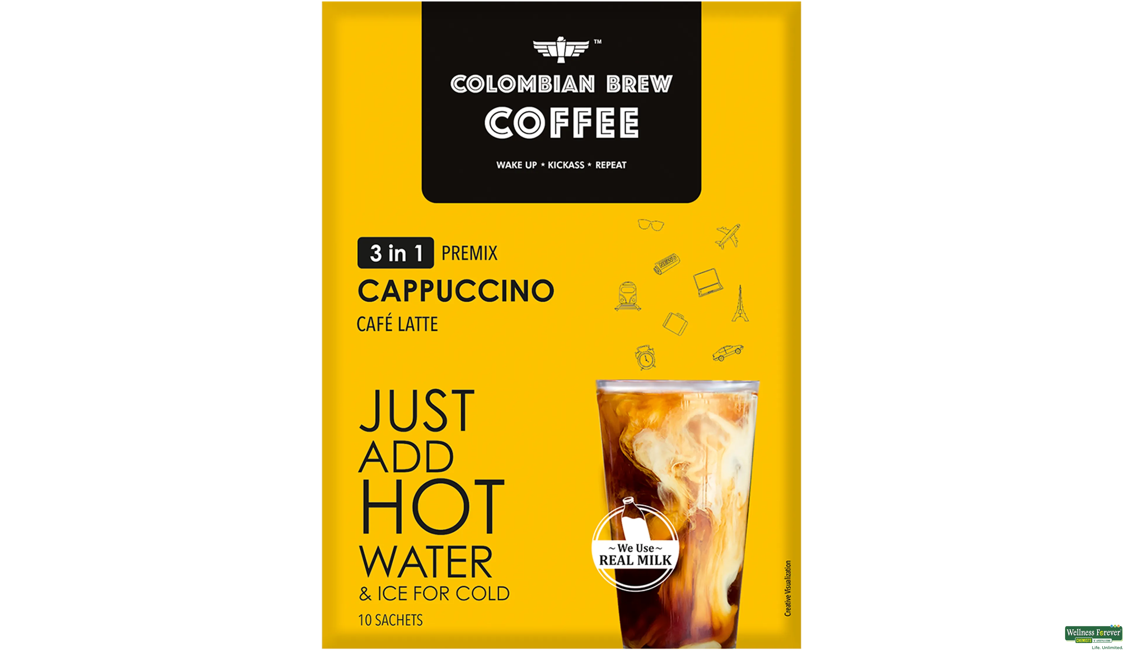 COLOMBIAN BREW 3IN1 CAPPUCCINO COFFEE PREMIX 10PC- 2, 10PC, 