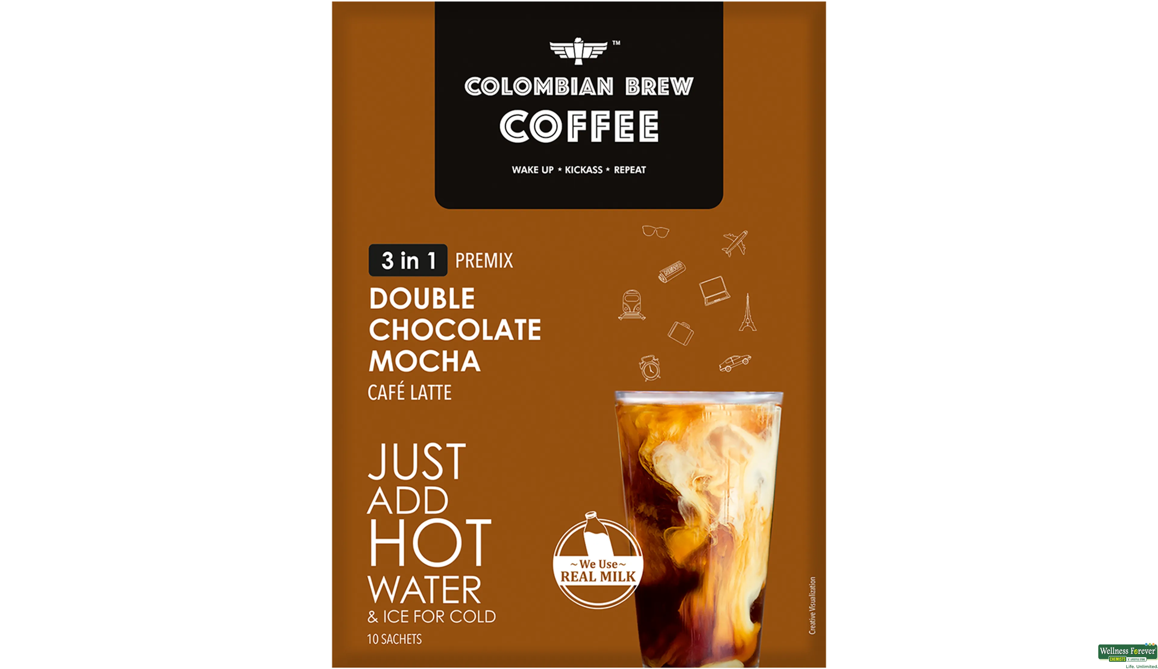 COLOMBIAN BREW 3IN1 DBL CHOC MOCHA PREMIX 10PC- 2, 10PC, 