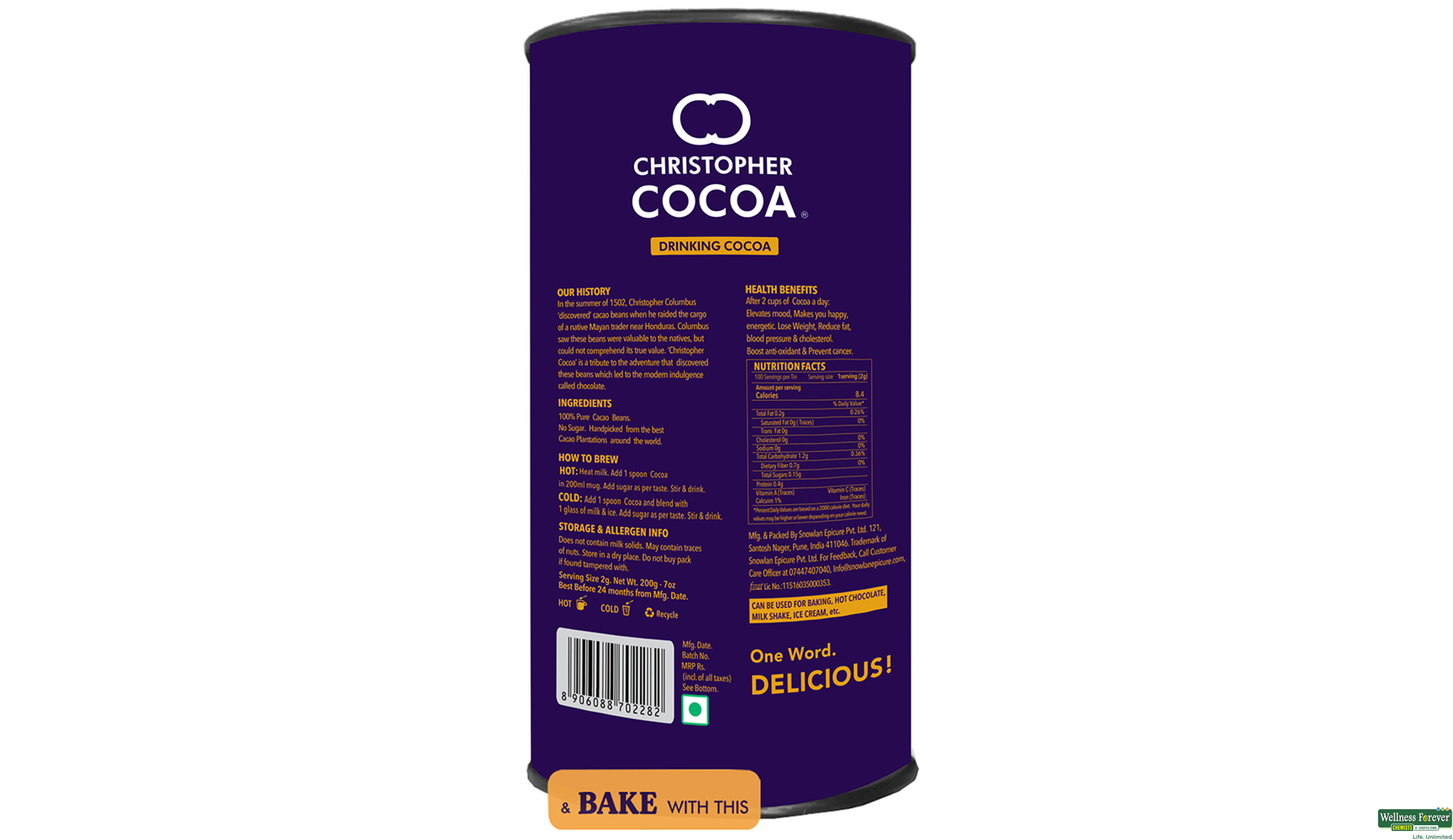 CHRISTOPHER DRINKING COCOA PWDR 200GM- 2, 100GM, 