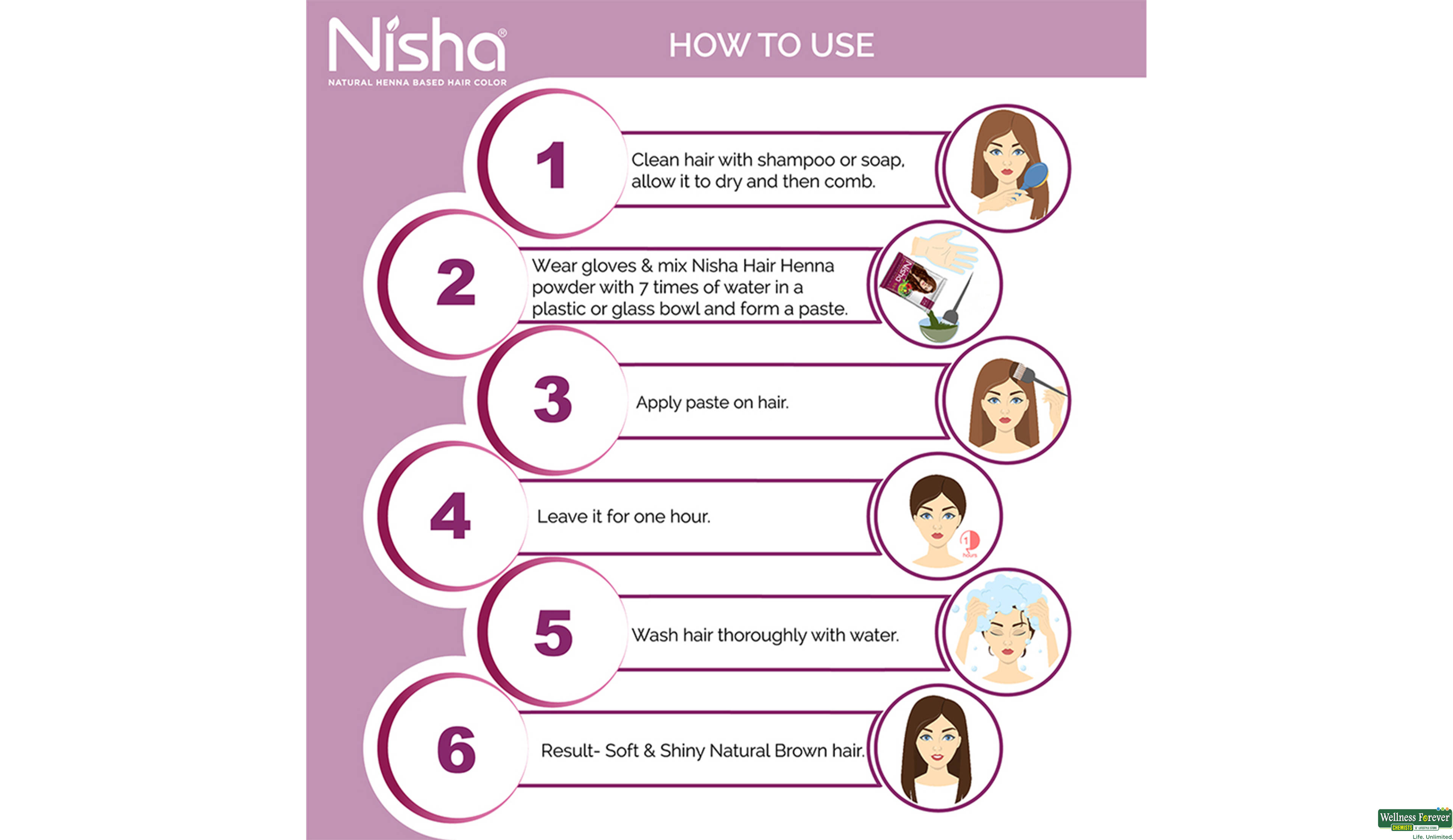 NISHA HAIR COLOR BROWN POWDER 25GM- 4, 25GM, 