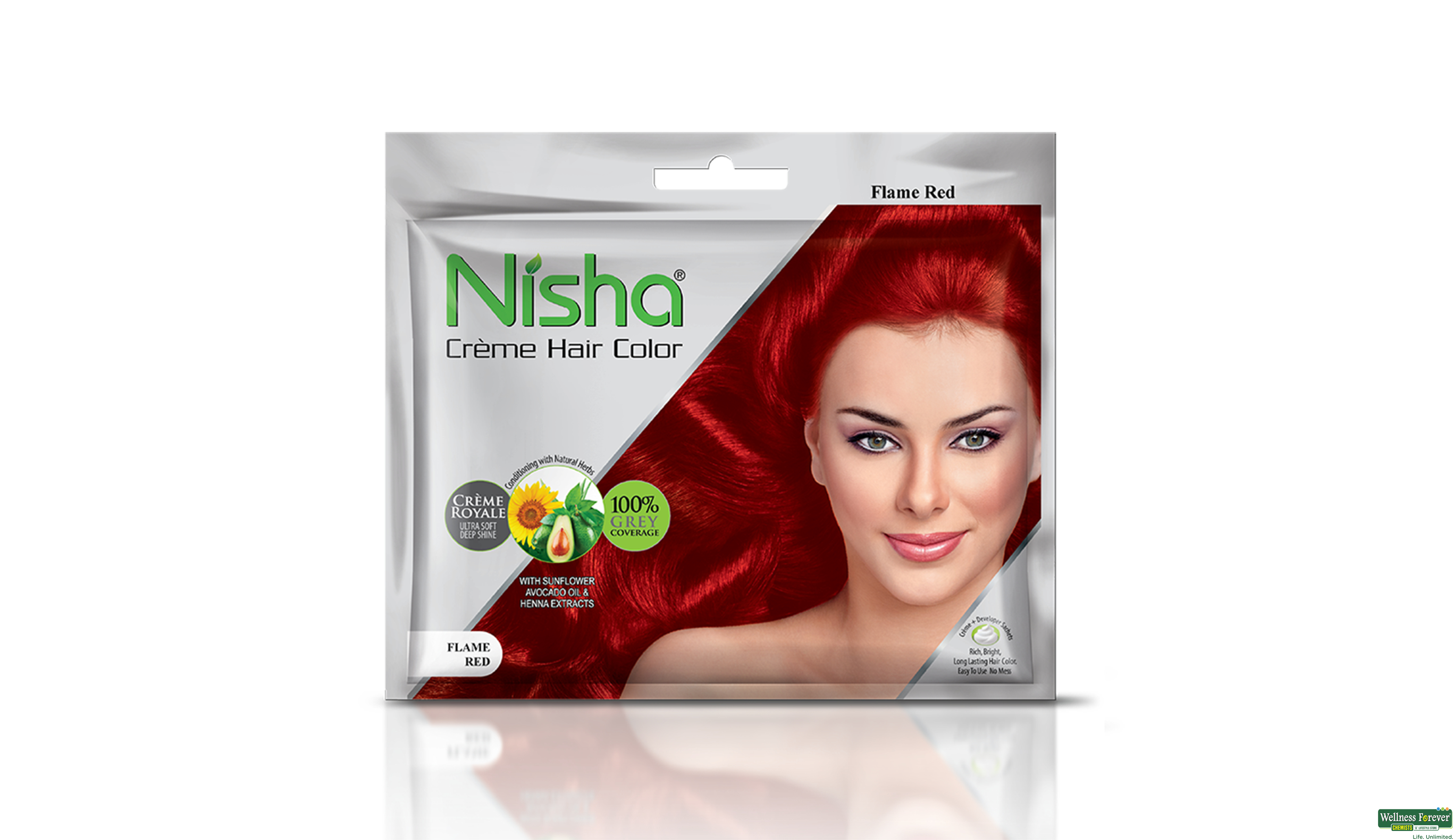 NISHA CREME COLOR POUCH FLAME RED 50GM- 1, 50GM, 