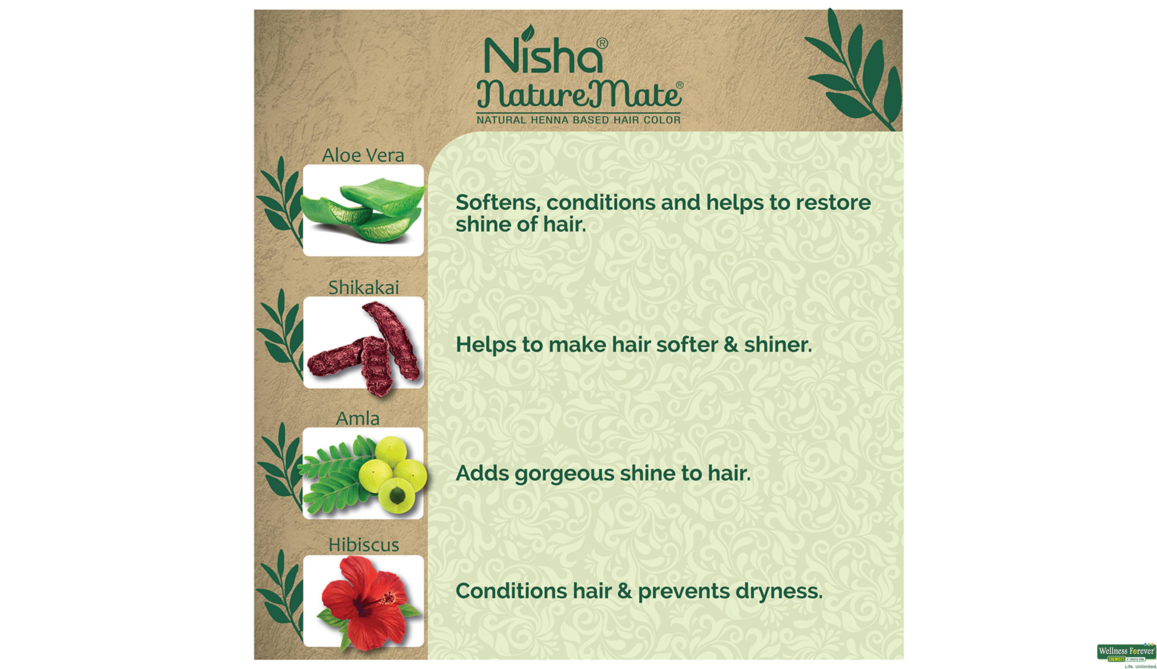 NISHA NATUREMATE BOX ORIGINAL BLACK 60GM- 3, 60GM, 