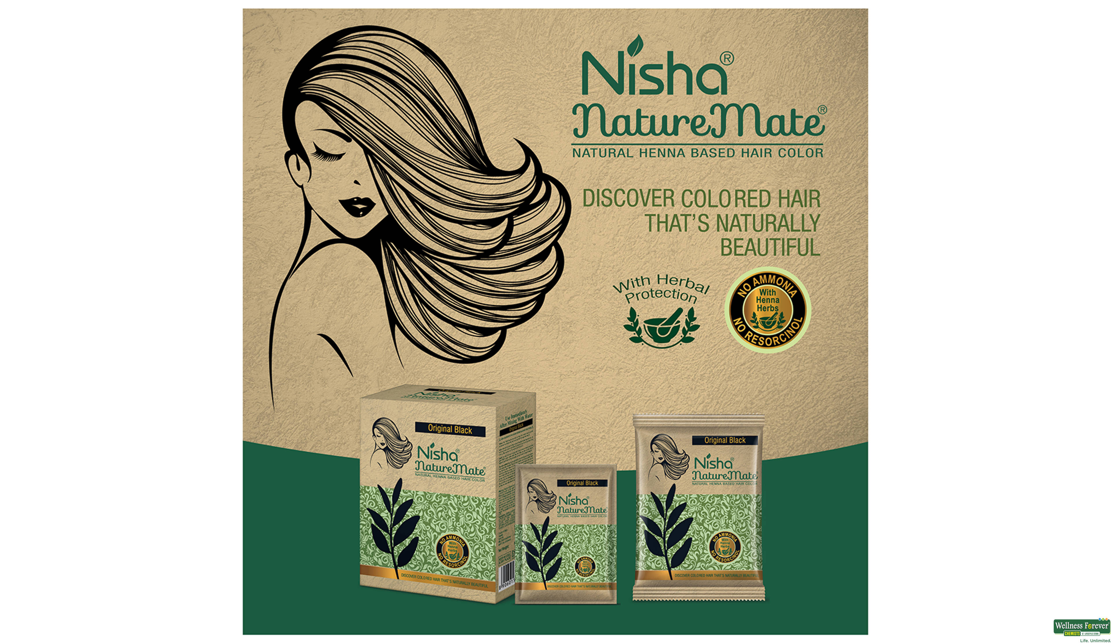 NISHA NATUREMATE BOX ORIGINAL BLACK 60GM- 5, 60GM, 