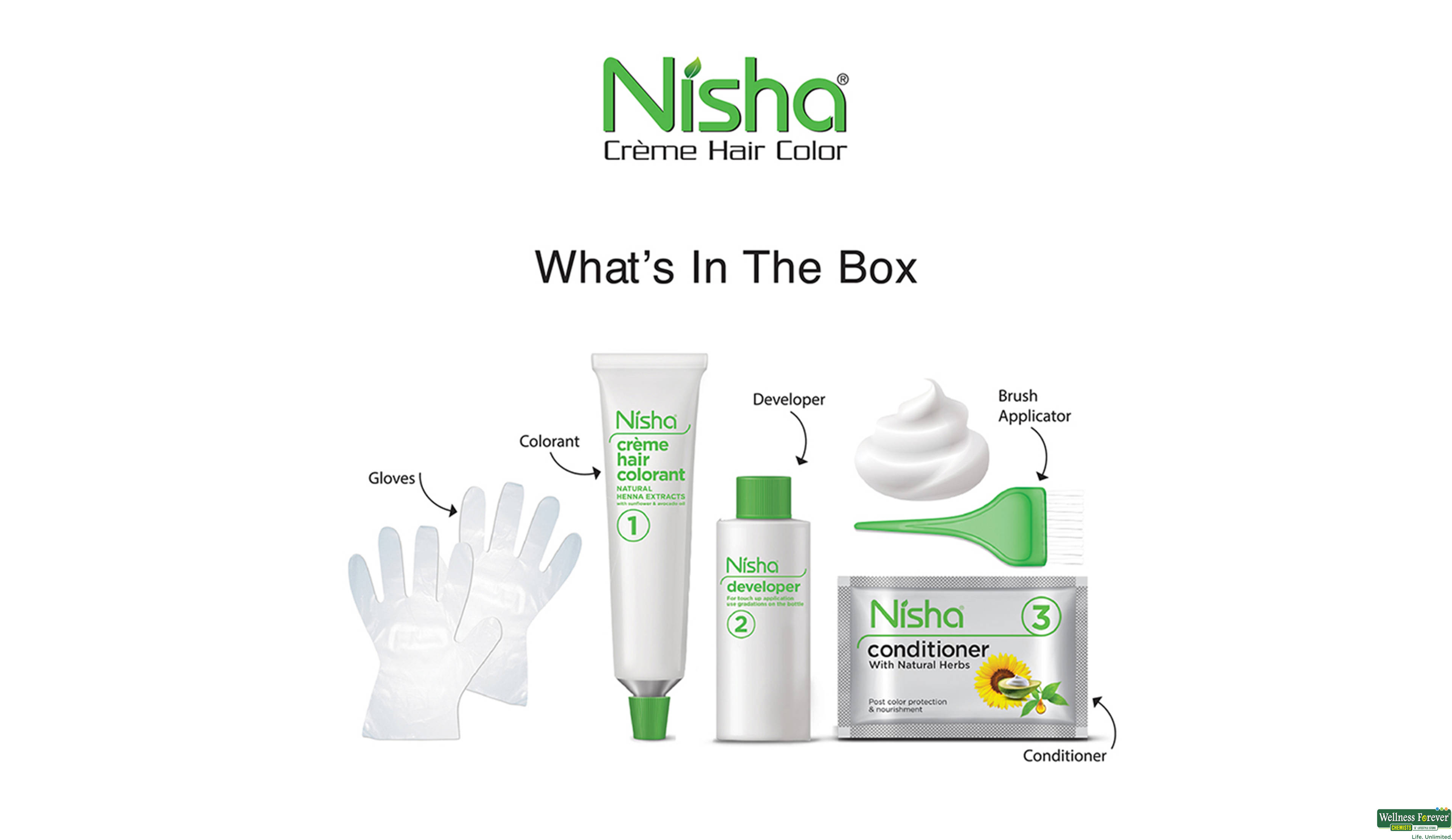 NISHA CREME COLOR BOX NATURAL BLACK 1.0 138GM- 4, 138GM, 