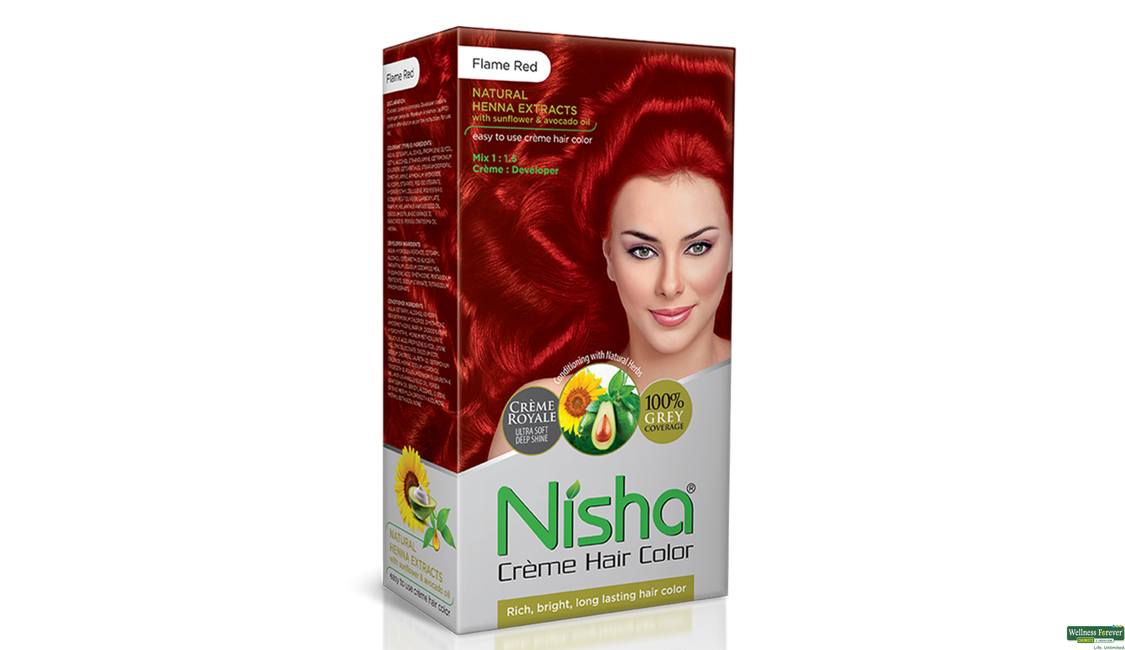 NISHA CREME COLOR BOX FLAME RED 138GM- 1, 138GM, 