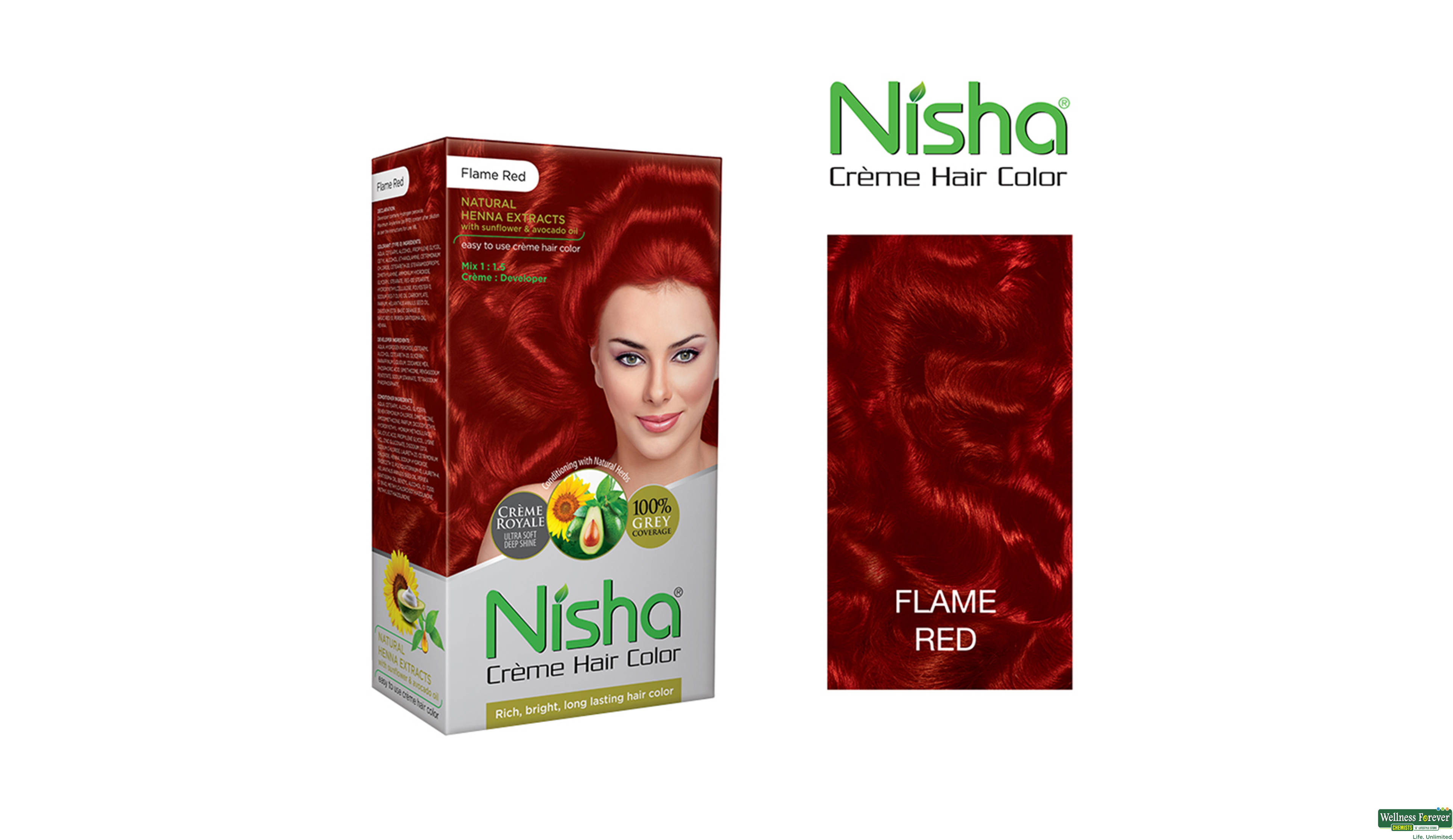 NISHA CREME COLOR BOX FLAME RED 138GM- 2, 138GM, 