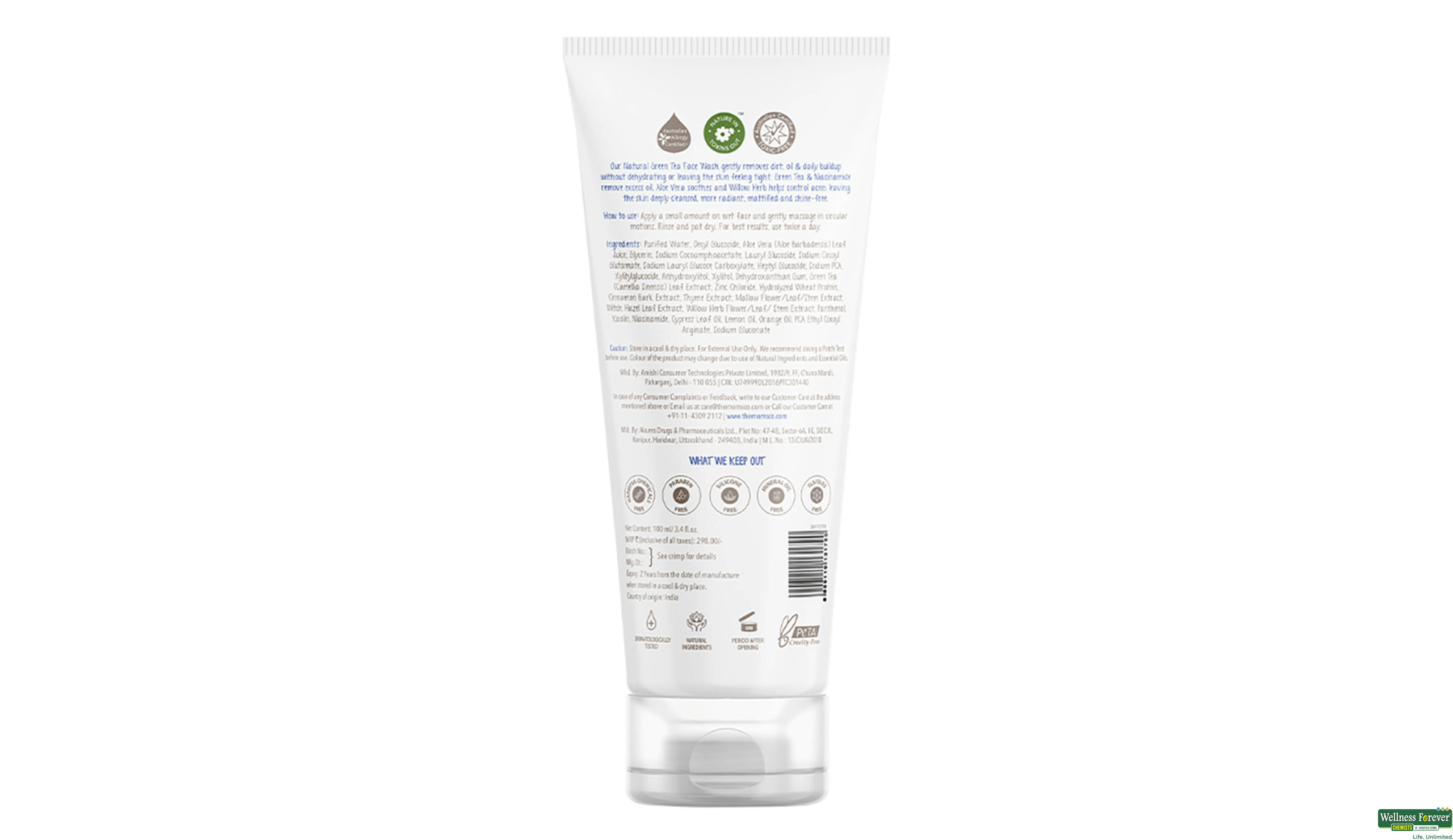 NATURAL GREEN TEA FACE WASH 100ML- 3, 100ML, 