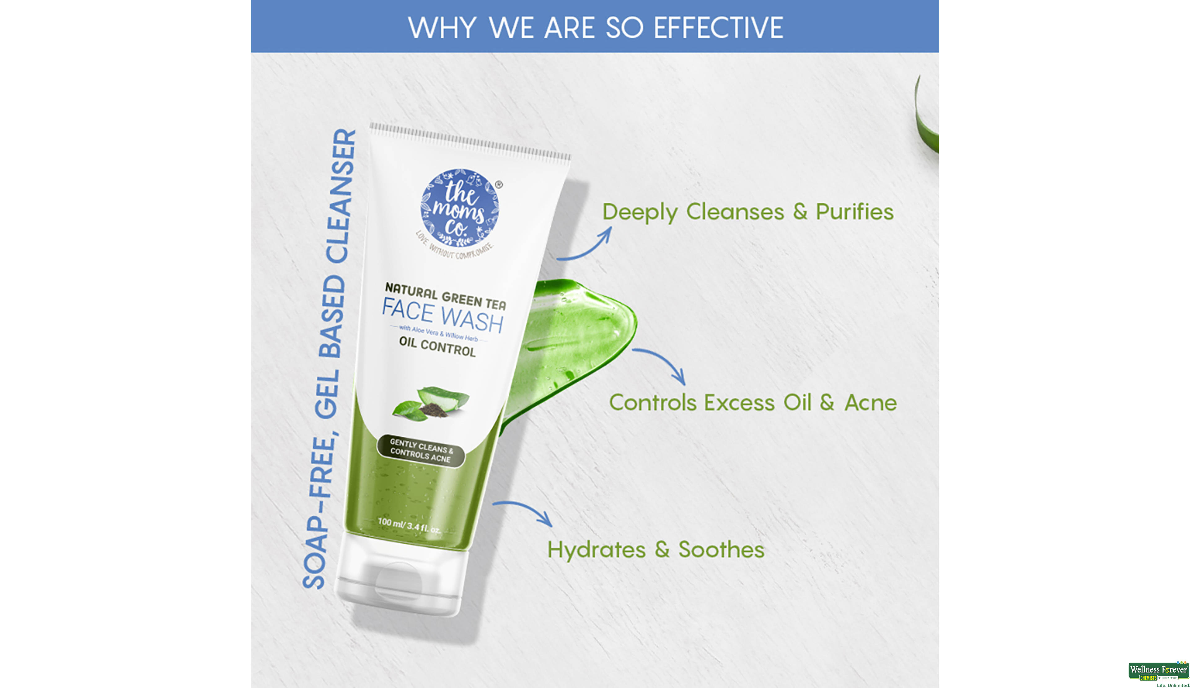 NATURAL GREEN TEA FACE WASH 100ML- 8, 100ML, 