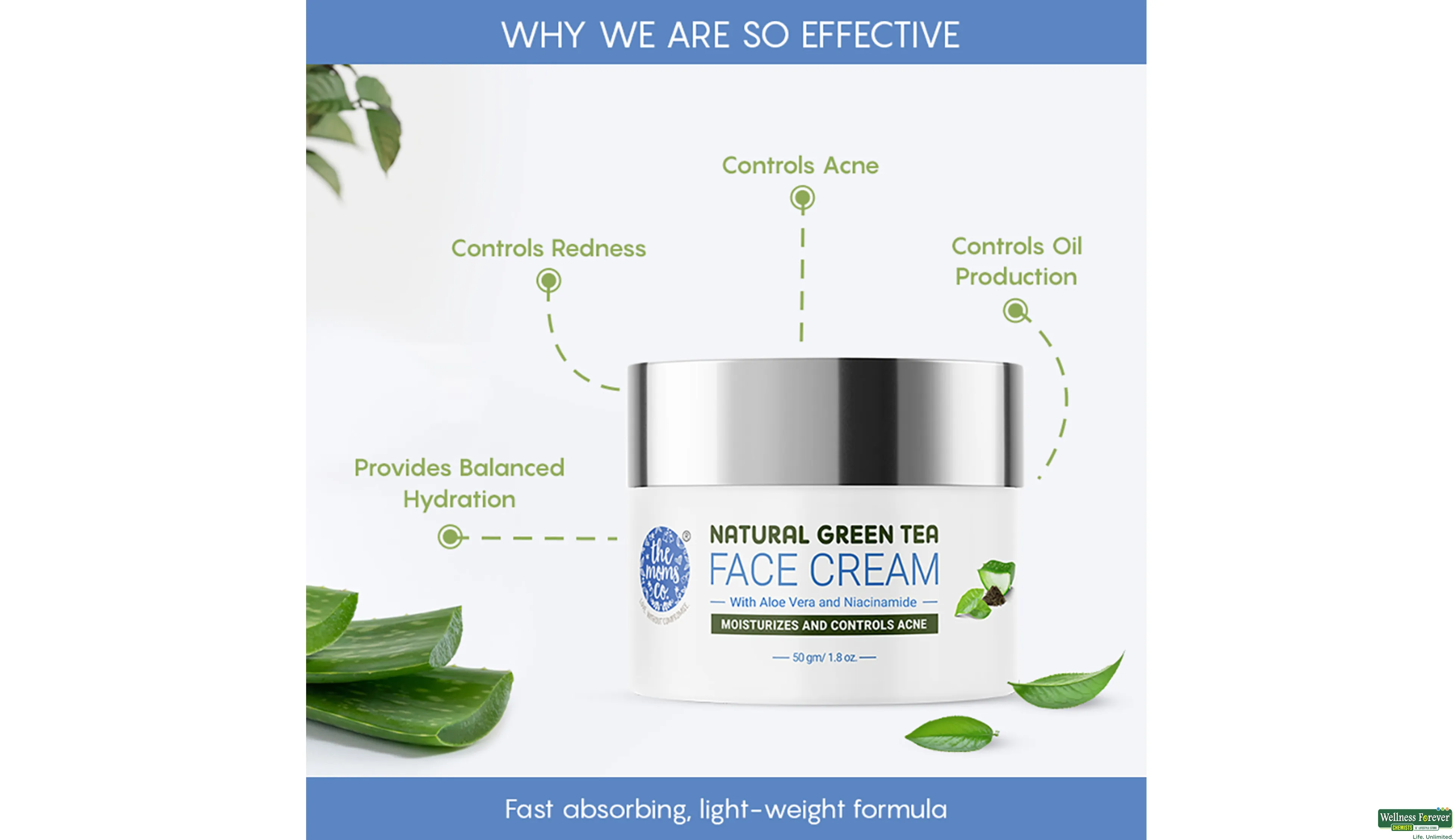 Buy The Moms Co. Natural Green Tea Face Cream, 50 g Online at Best ...