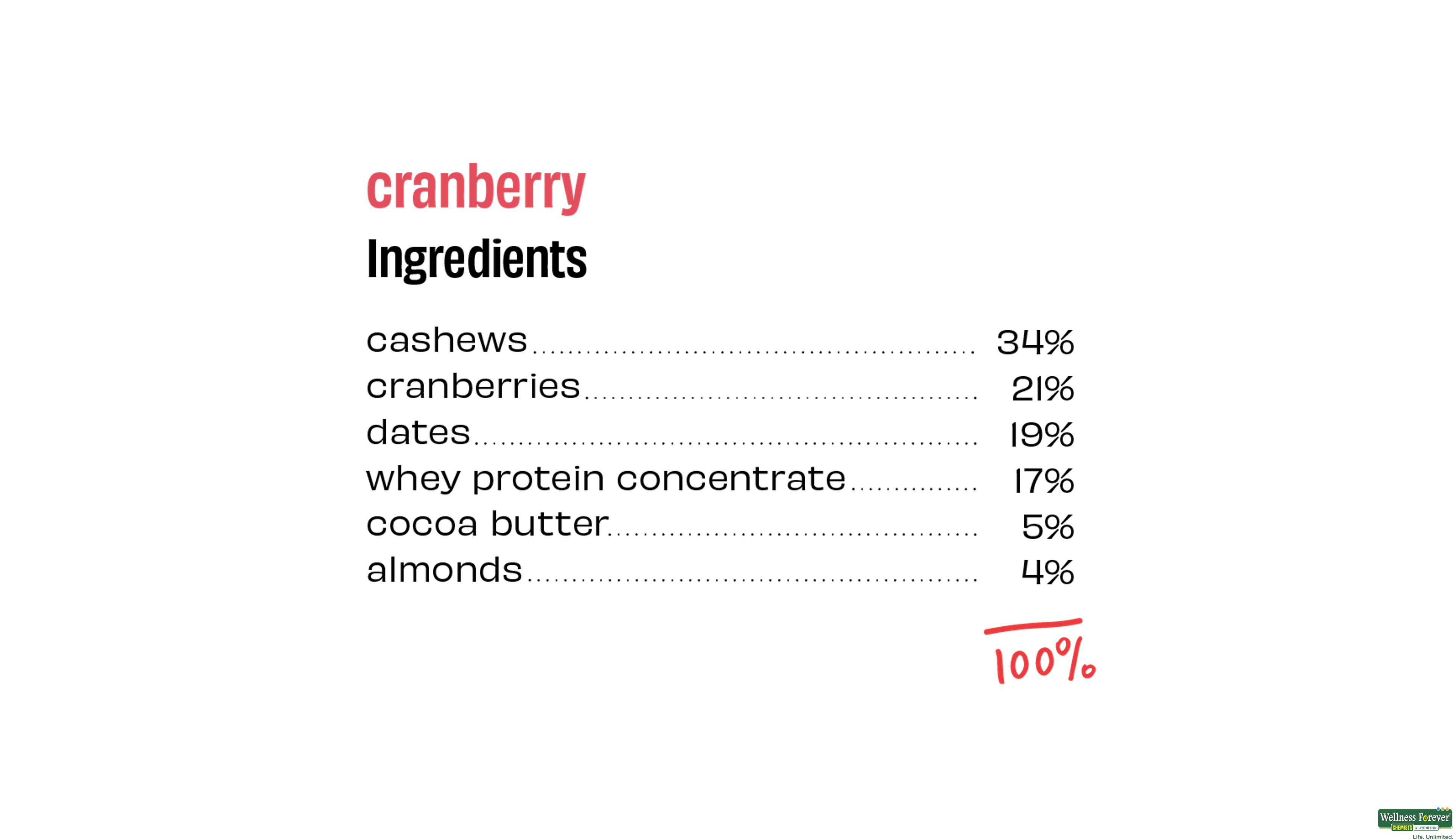 THE WHOLE T BAR CRANBERRY PROTEIN 52GM- 5, 52GM, null