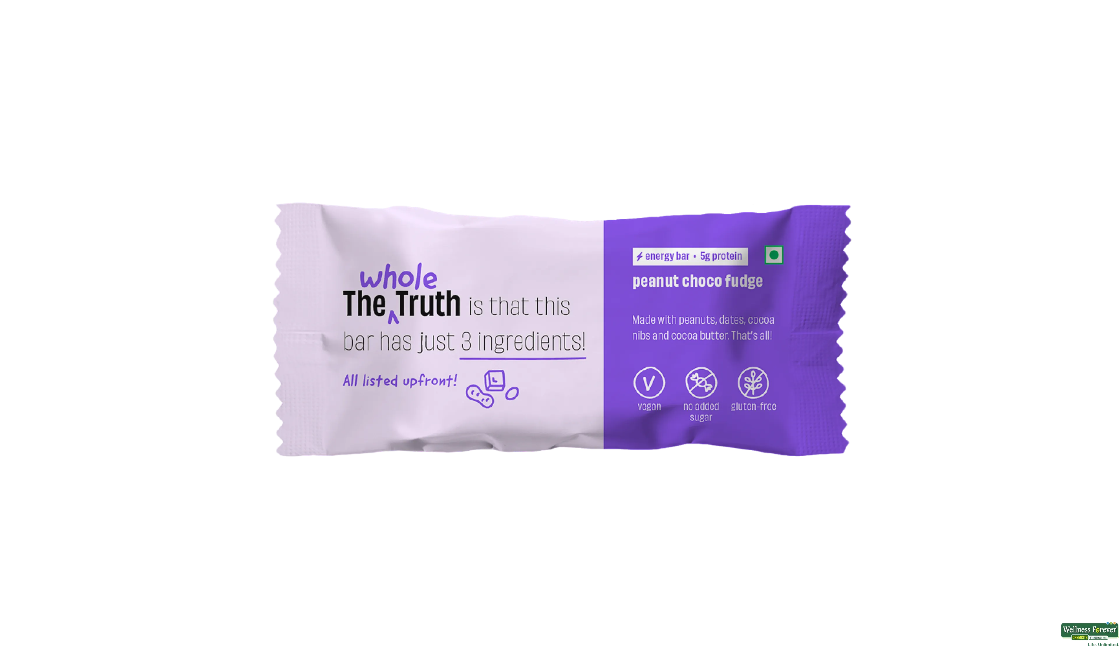 THE WHOLE T E BAR PEANUT COCOA FUDGE 40GM- 1, 40GM, null