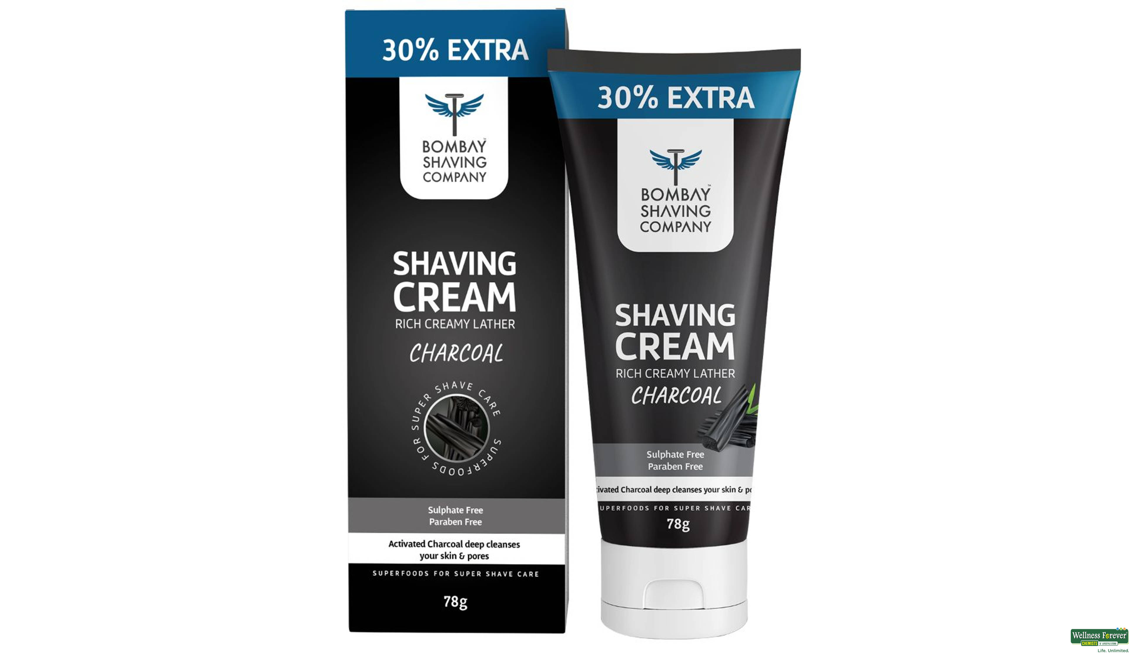 BOMBAY SHAVING CHARCOAL SHAVING CREAM 78GM- 1, 78GM, 