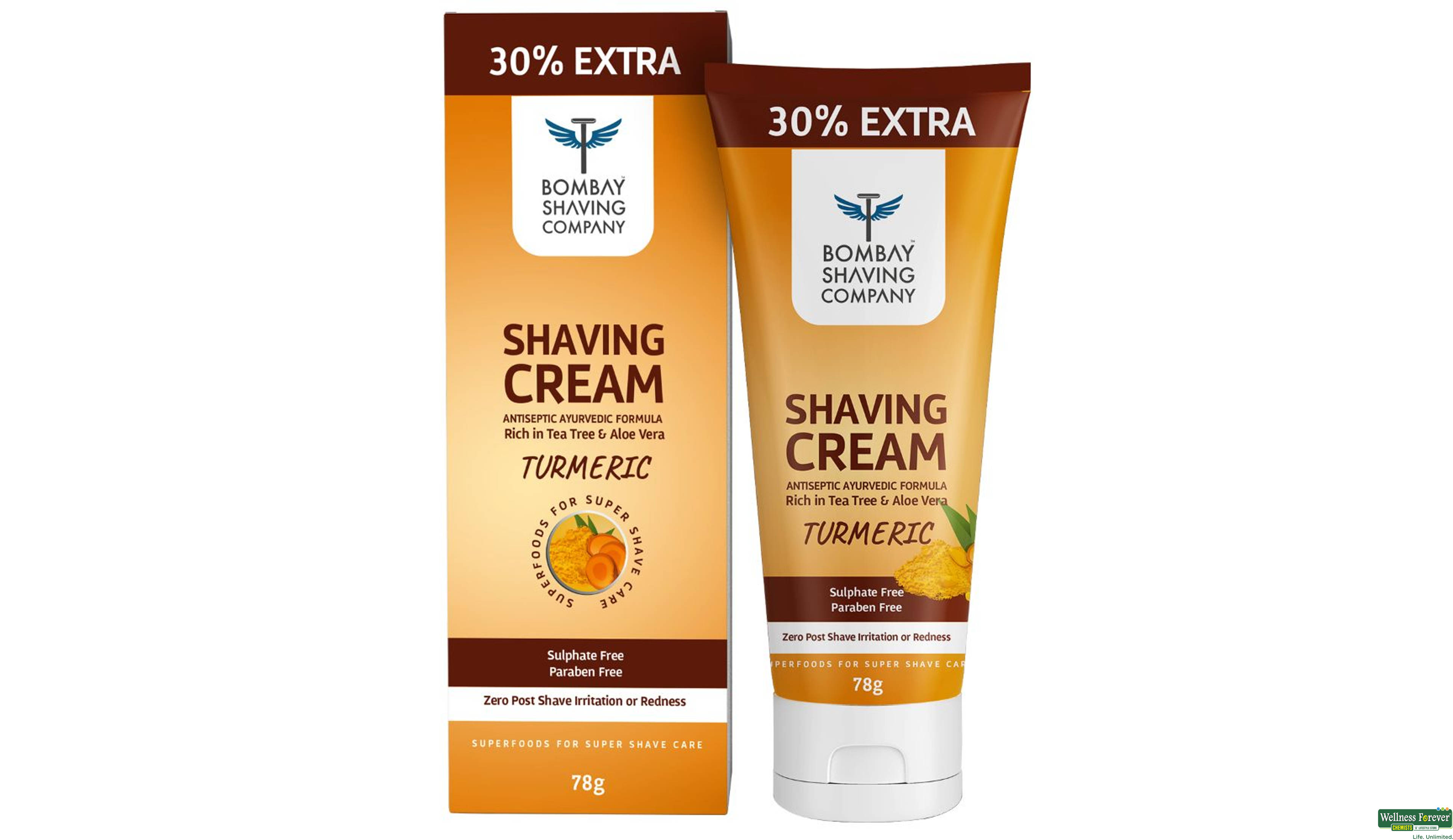 BOMBAY SHAVING TURMERIC SHAVING CREAM 78GM- 1, 78GM, 