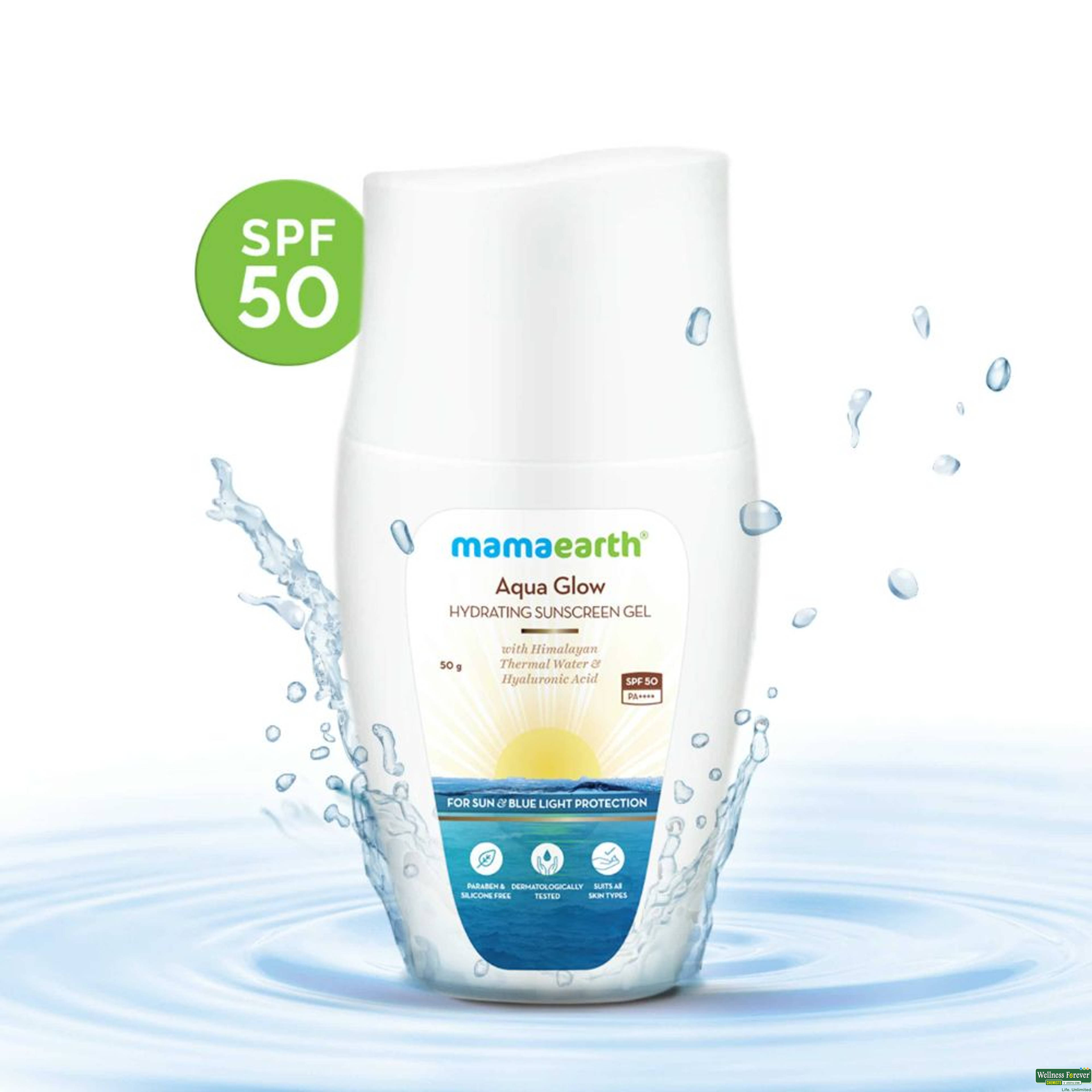 Mamaearth Aqua Glow Hydrating Sunscreen Gel with SPF 50 PA++++ 50g-image