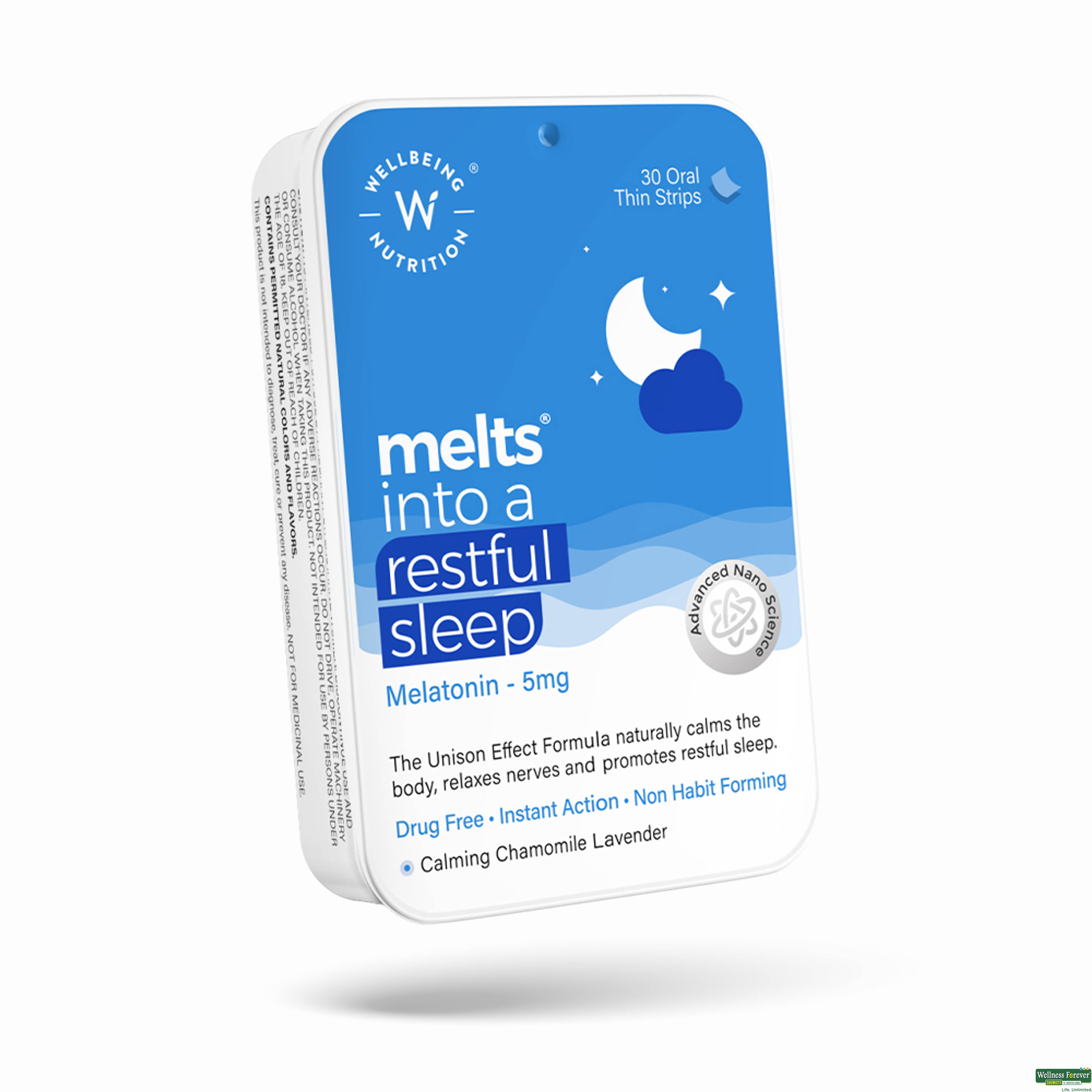 Wellbeing Nutrition Melts Restful Sleep, Plant Based Melatonin 5mg, 30 melts-image