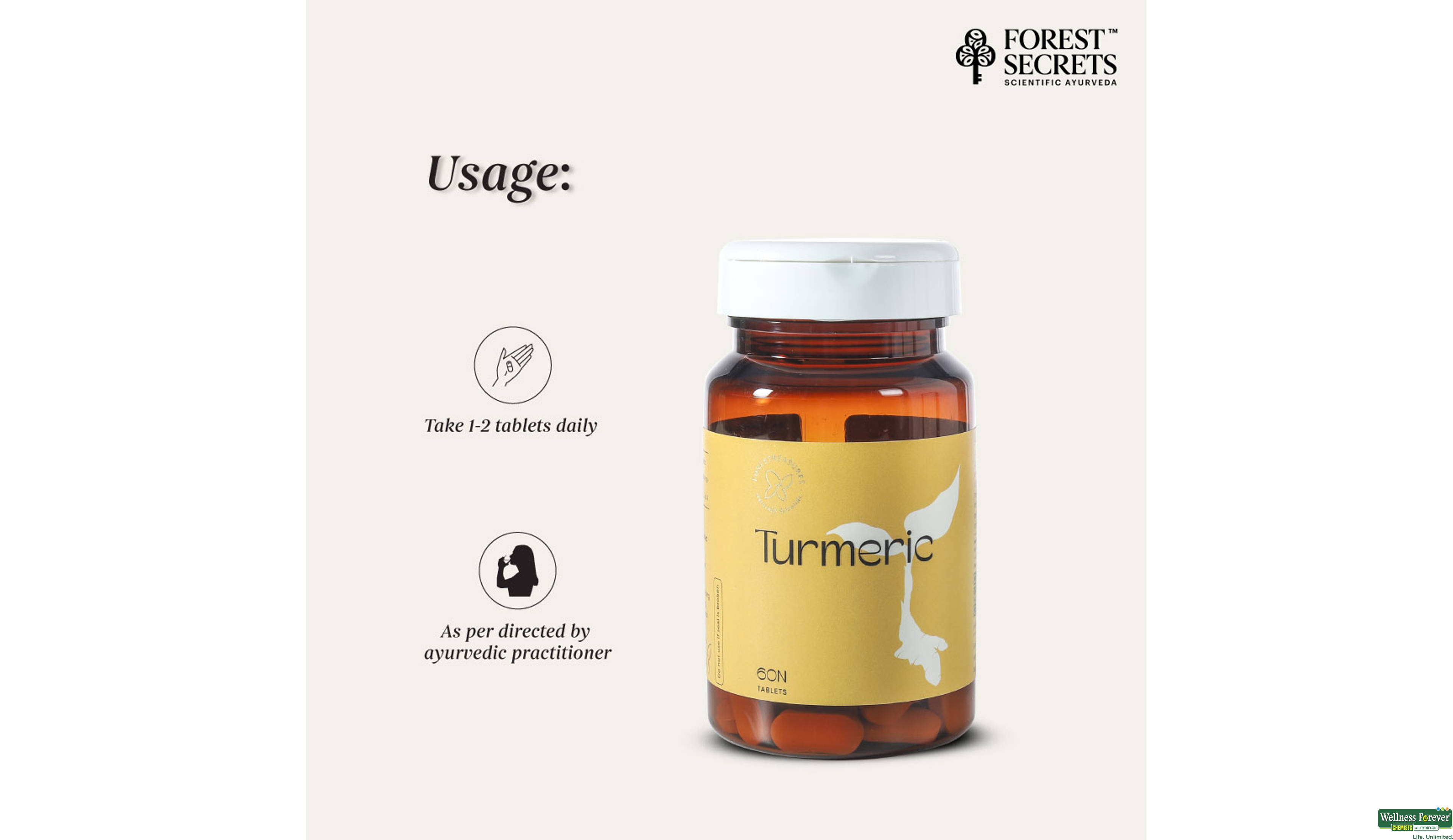 FORESTREASURES TURMERIC 60TAB- 3, 60TAB, 