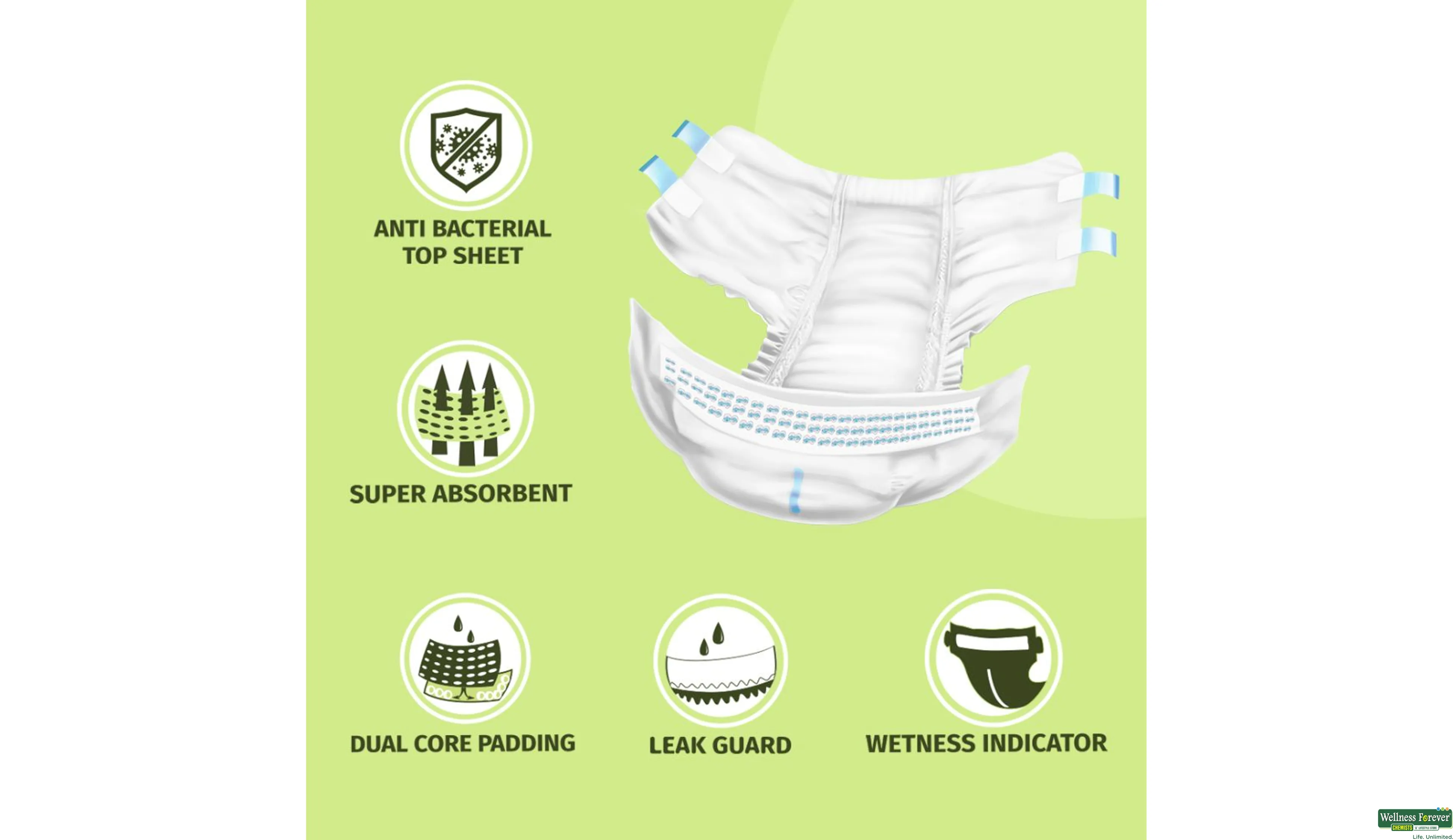 PEE SAFE ADULT DIAPER (L) 10PC- 3, 500GM, 