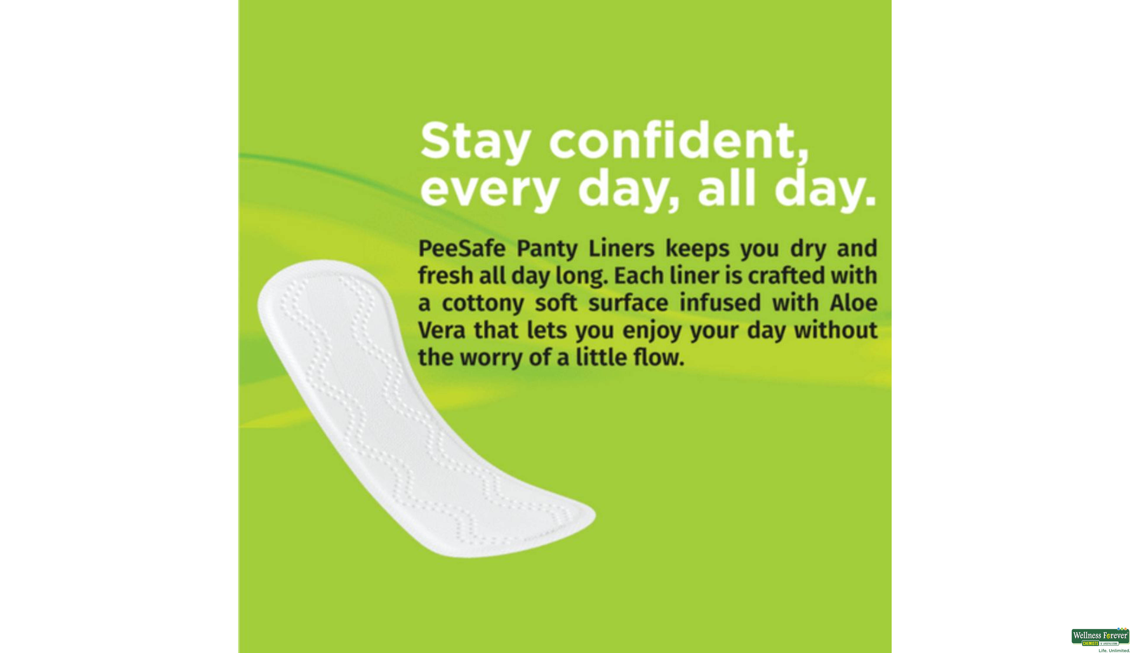 PEESAFE PANTY LINER ALOEVERA PACK 20PC- 4, 48GM, 