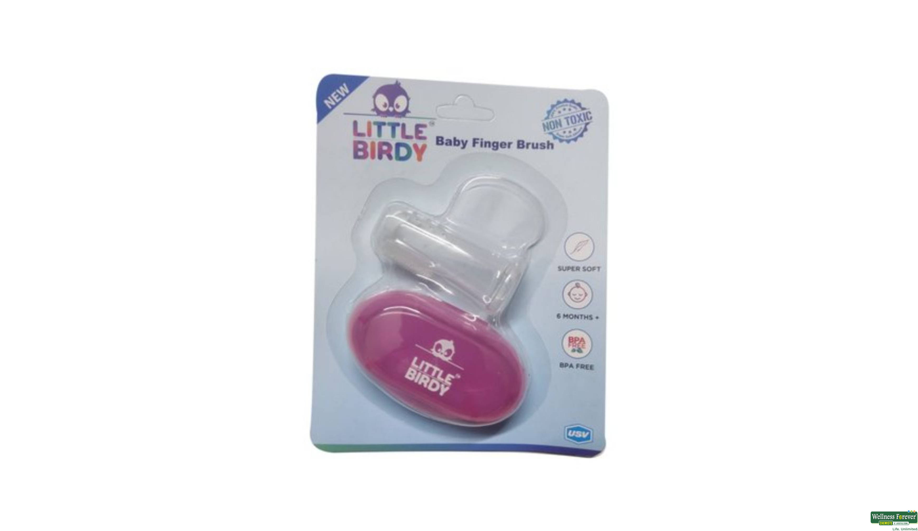 LITTLE BIRDY BABY FINGMER BRUSH IN PINK 1PC- 1, 1PC, 