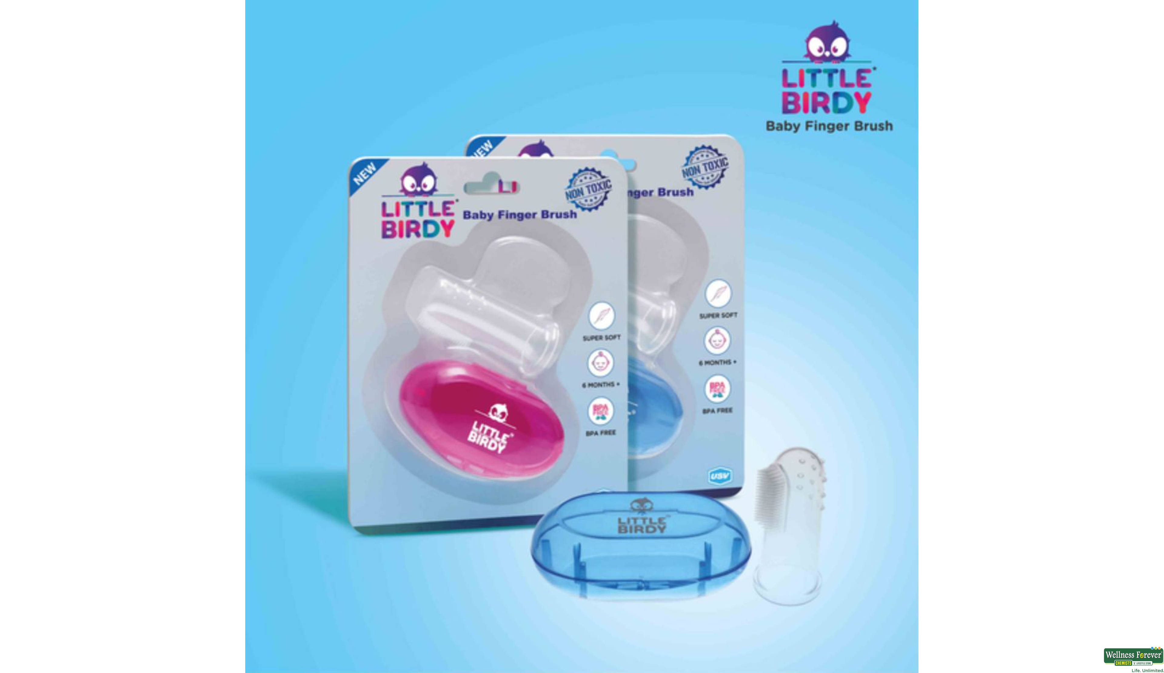 LITTLE BIRDY BABY FINGMER BRUSH IN PINK 1PC- 2, 1PC, 