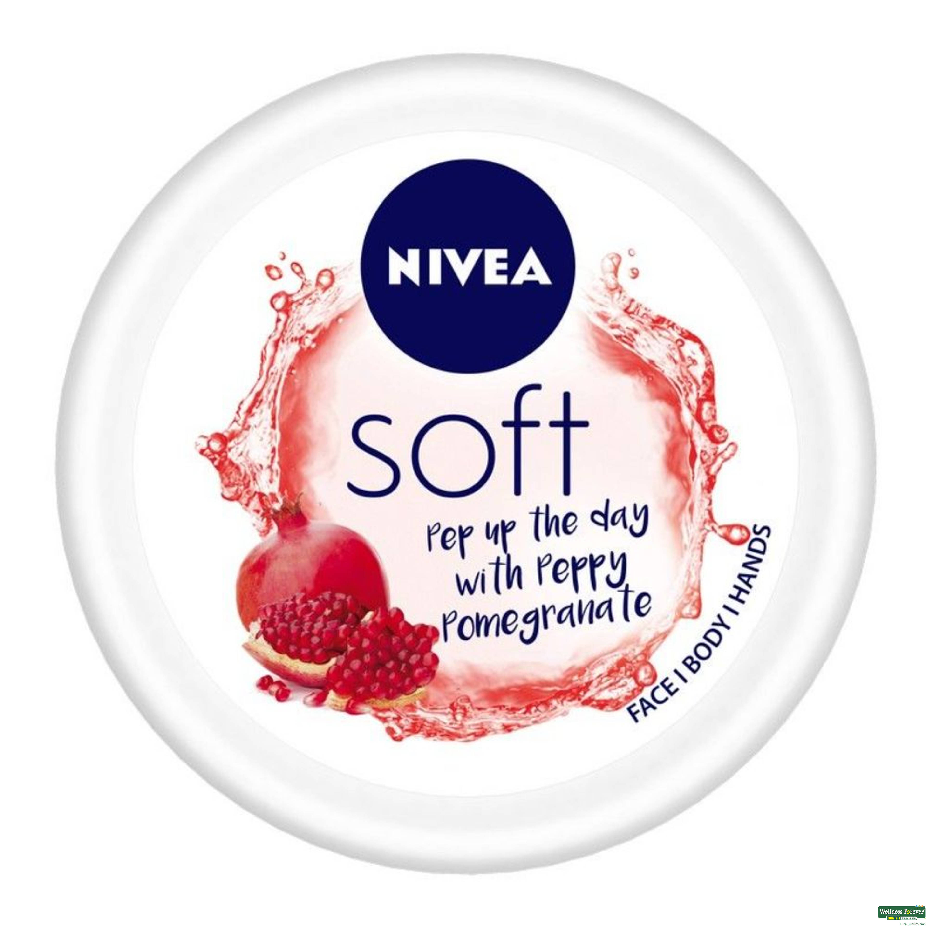 Nivea Soft Light Moisturizer Cream, Peppy Pomegranate, 100 ml-image