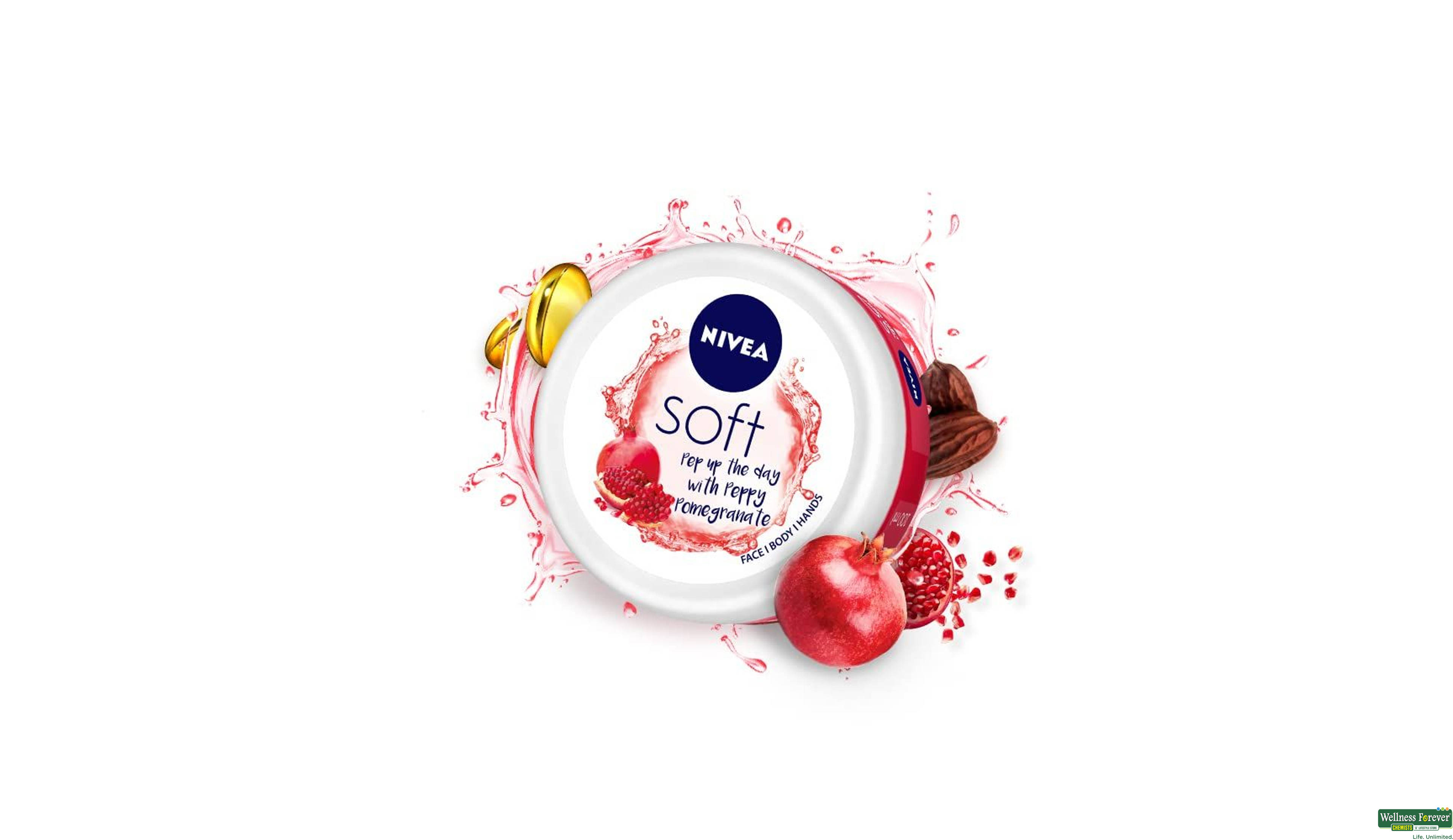 NIVEA SOFT MOISTURIZER POMEGMRANATE 100ML- 2, 100ML, 