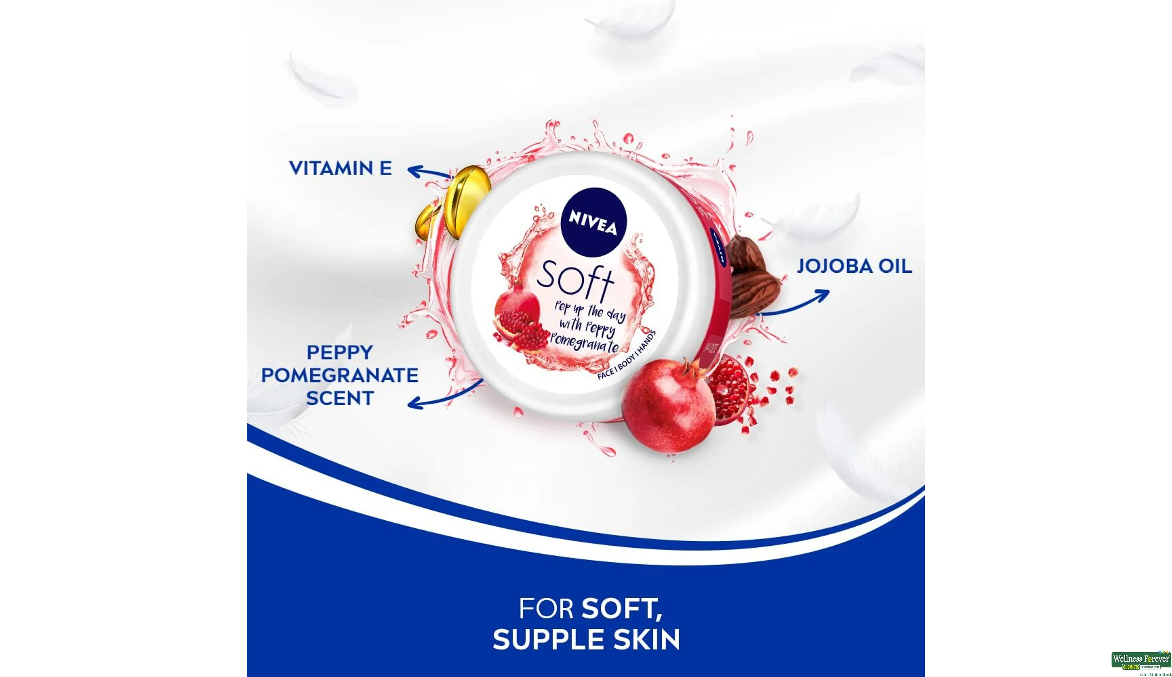 NIVEA SOFT MOISTURIZER POMEGMRANATE 100ML- 4, 100ML, 