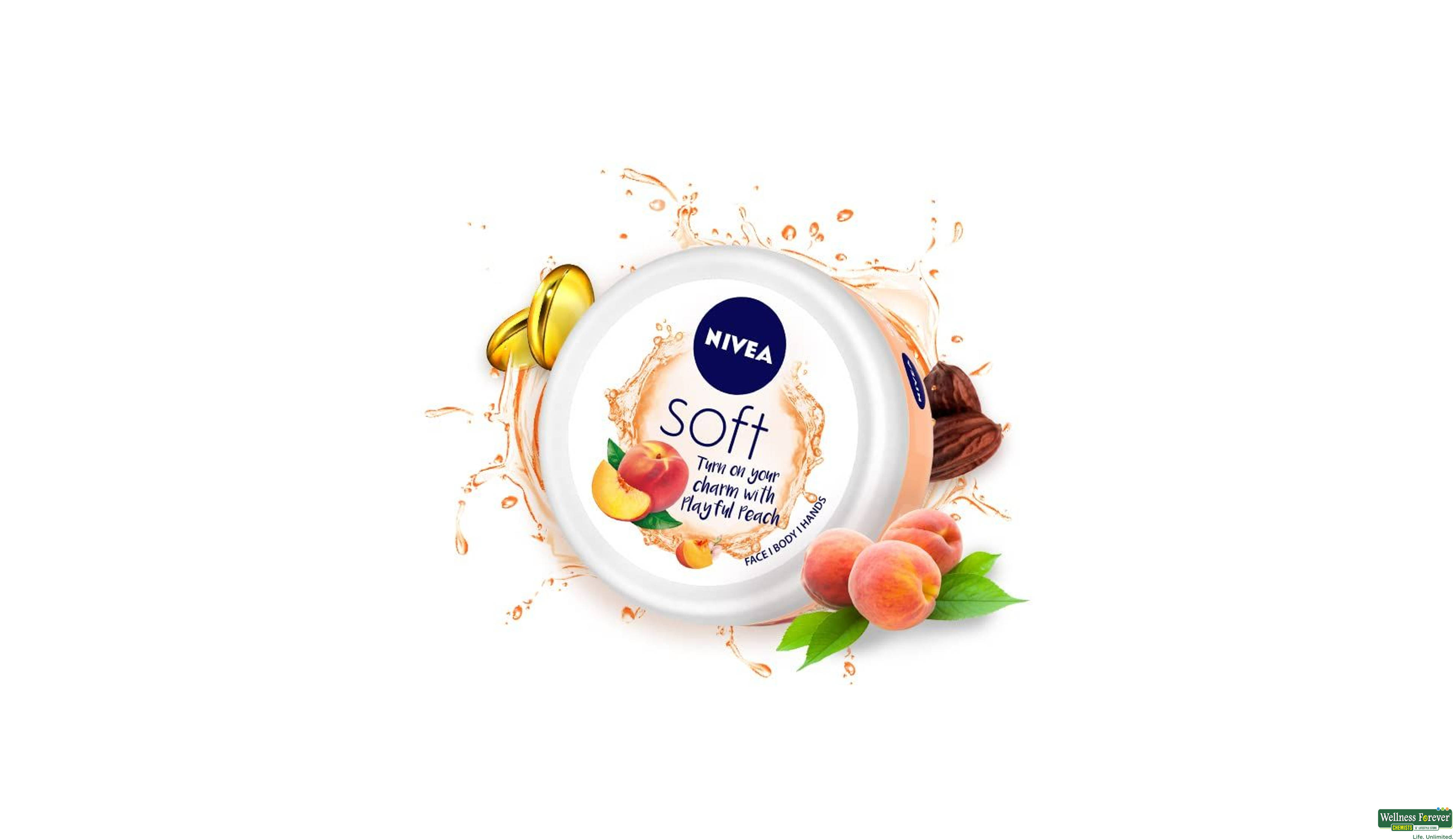 NIVEA SOFT MOISTURIZER PEACH 200ML- 2, 200ML, 