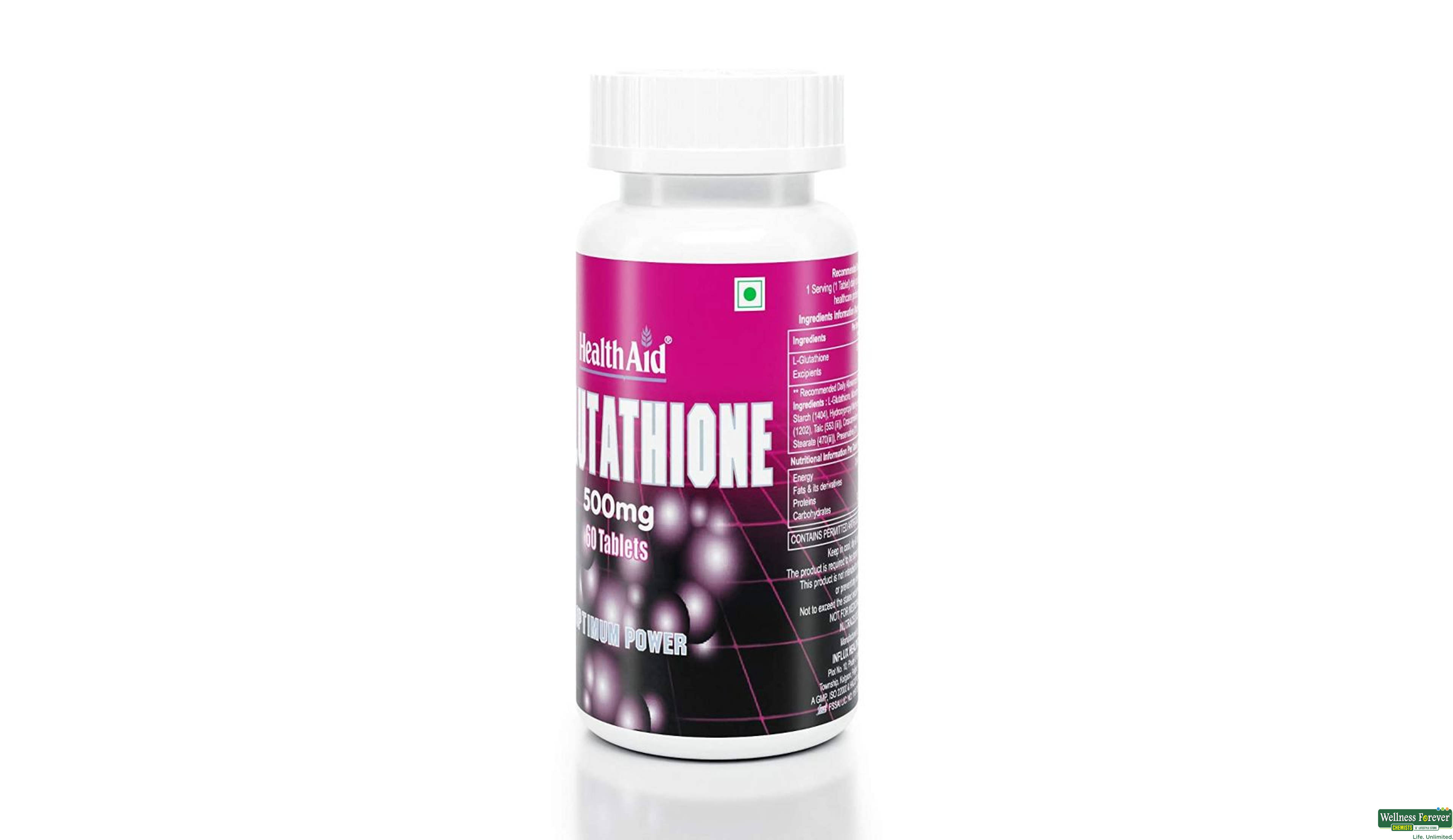 HEALTH AID L-GLUTATHIONE 500MG 60TAB- 6, 60GM, 