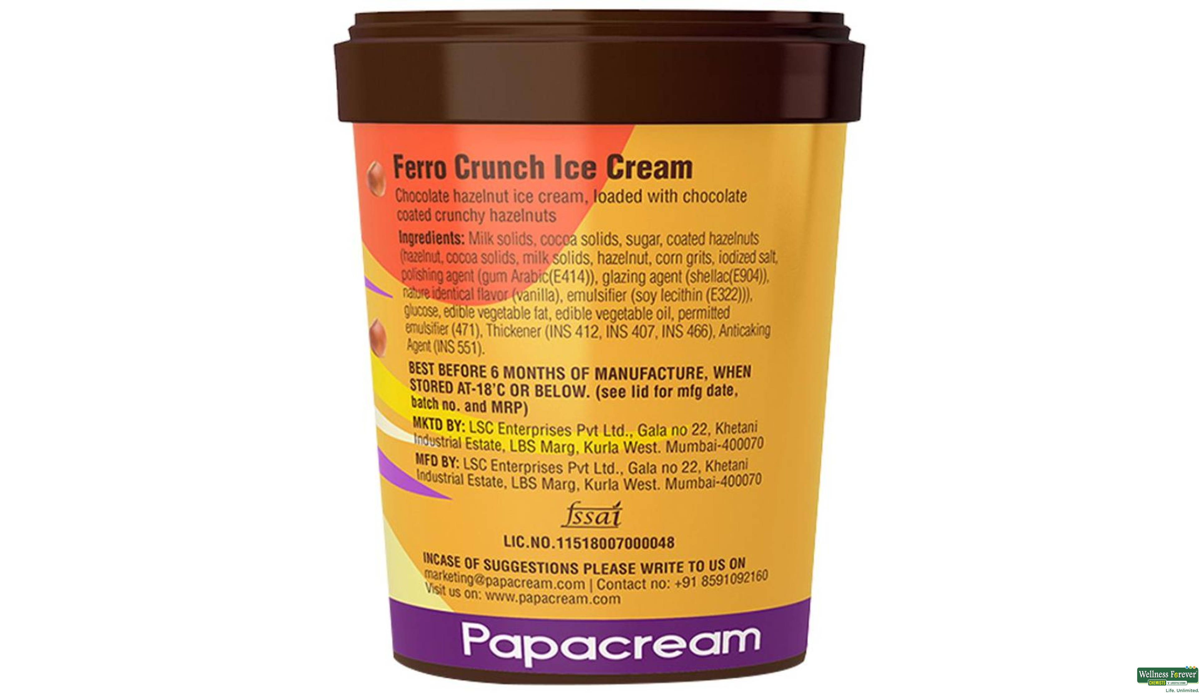 PAPACREAM I/C FERRO CRUNCH 450ML- 3, 450ML, null