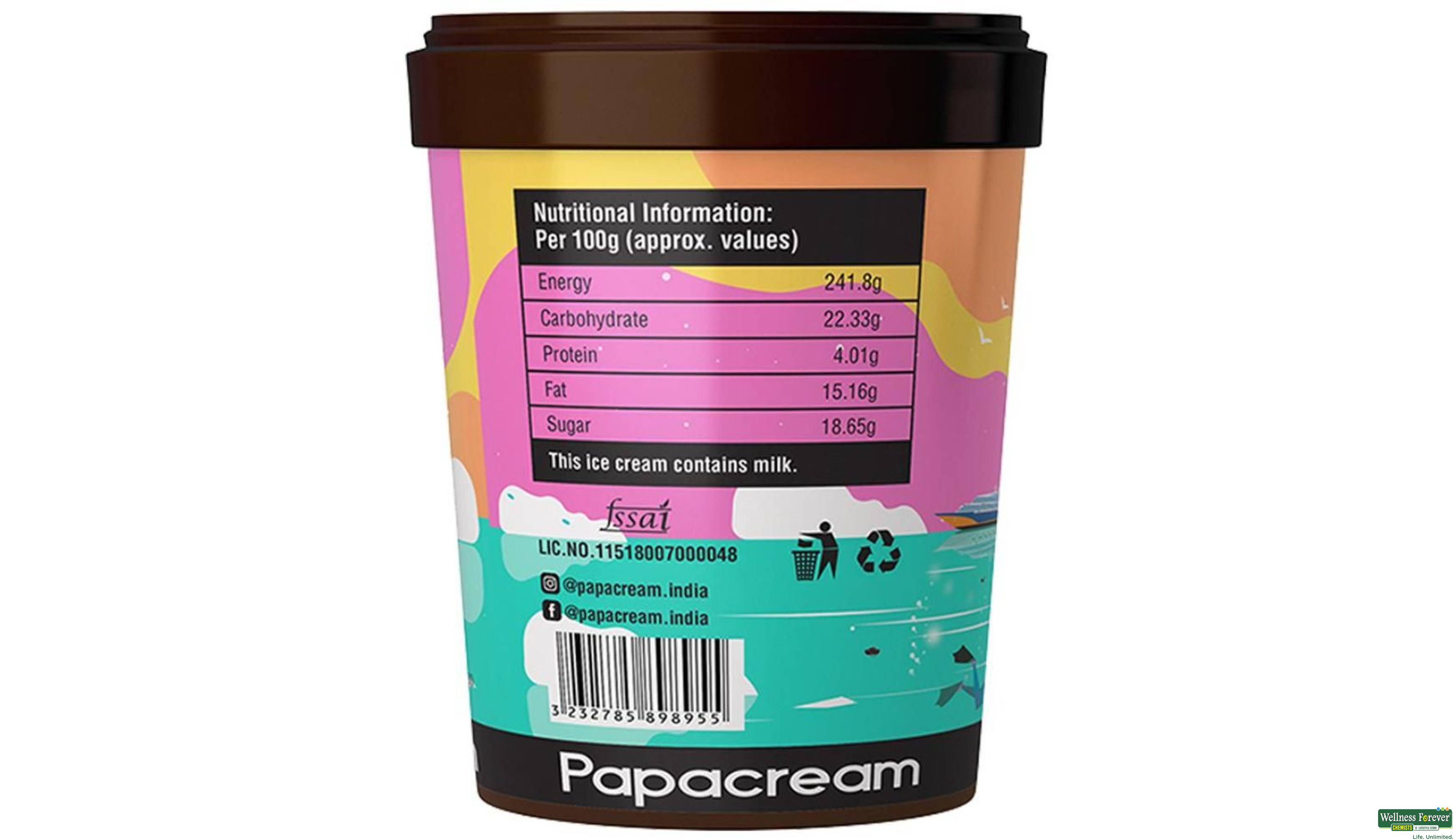 PAPACREAM I/C COOKIES & CREAM 500ML- 2, 500ML, null