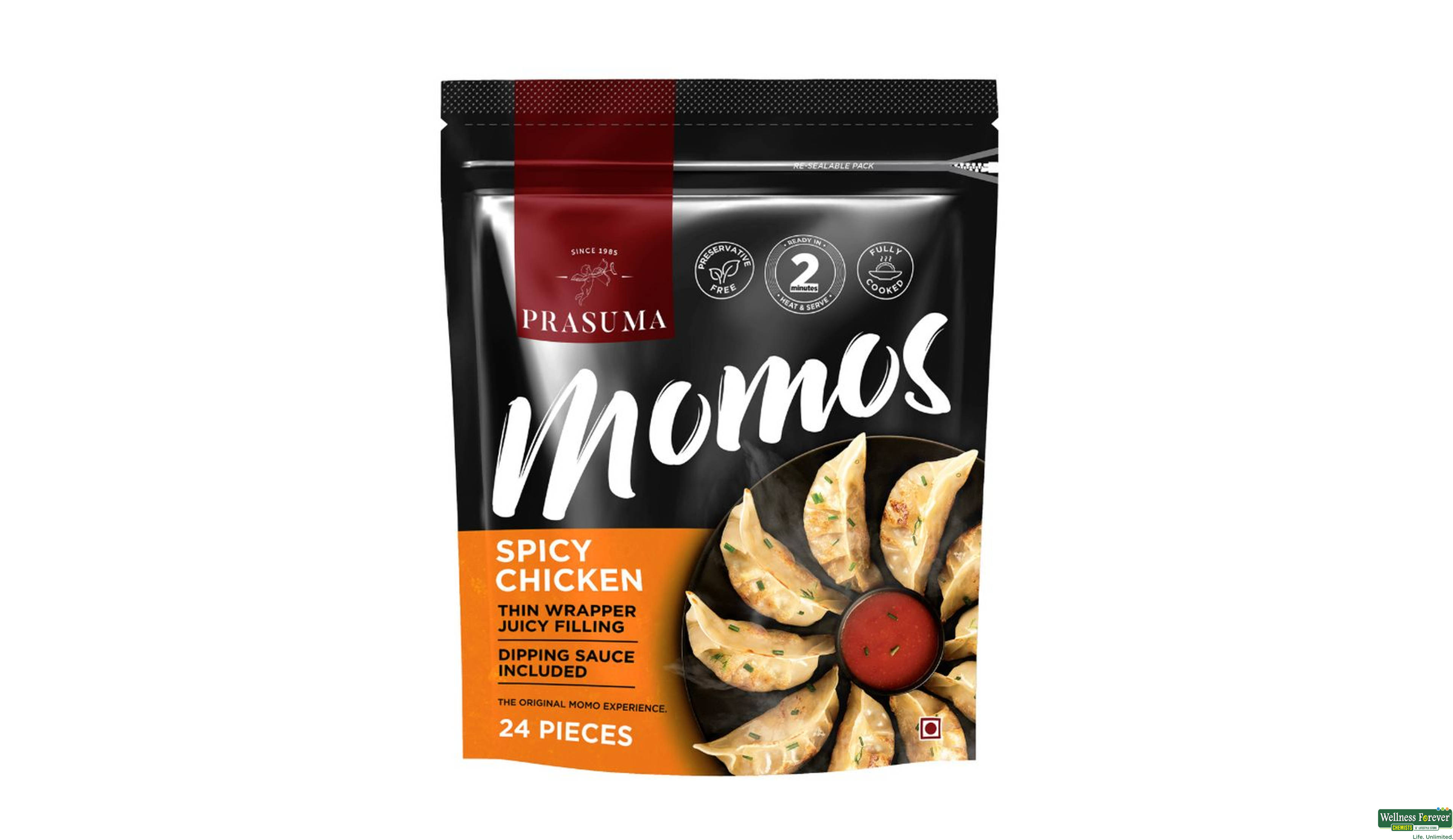 PRASUMA MOMOS SPICY CHICKEN 24PC- 1, 24PC, null