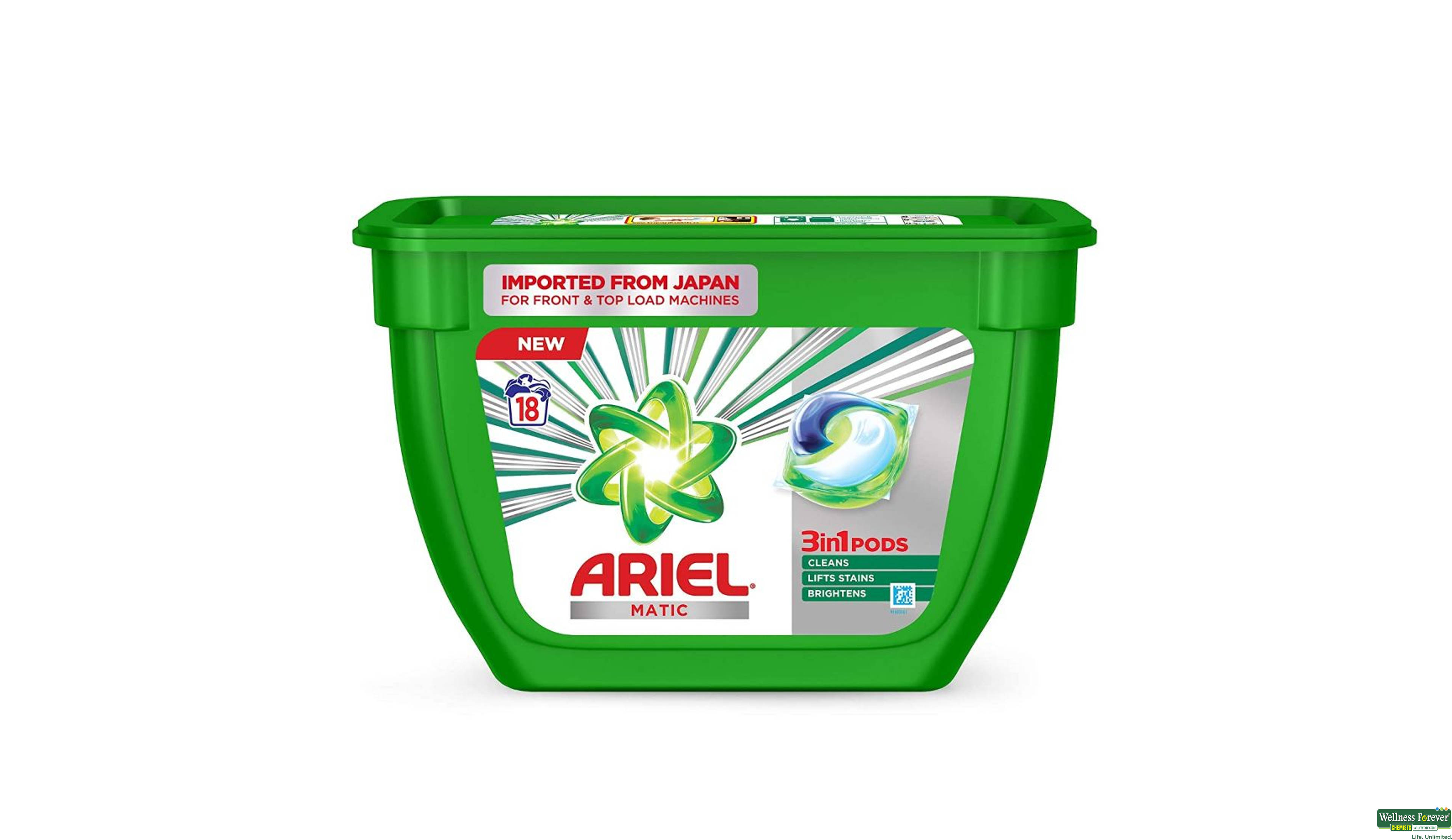 ARIEL MATIC 3IN1 PODS LIQUID DETERGENT 18PC- 1, 18PC, 