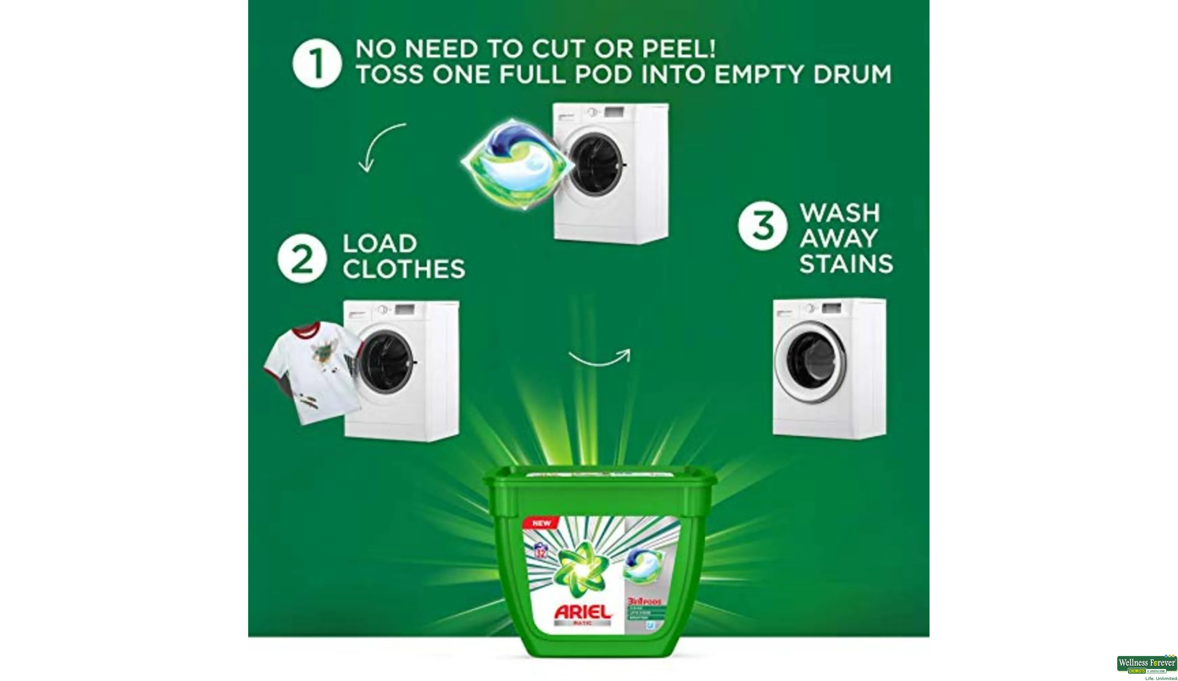 ARIEL MATIC 3IN1 PODS LIQUID DETERGENT 18PC- 4, 18PC, 