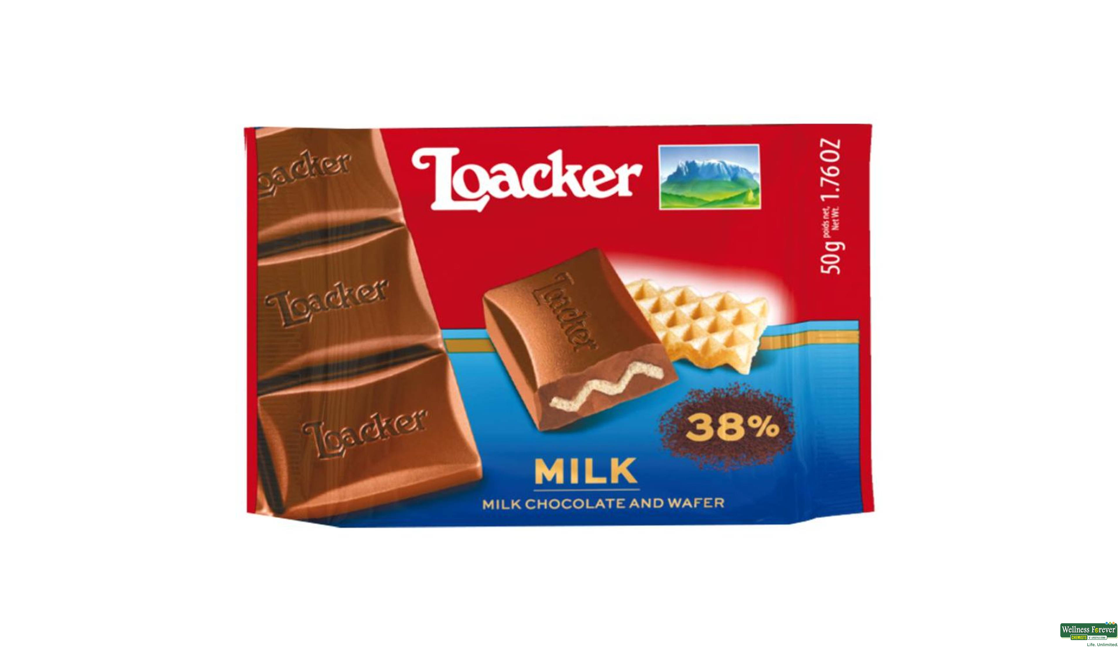 LOACKER CHOCOLATE BAR CLASSIC MILK 50G- 1, 50GM, null