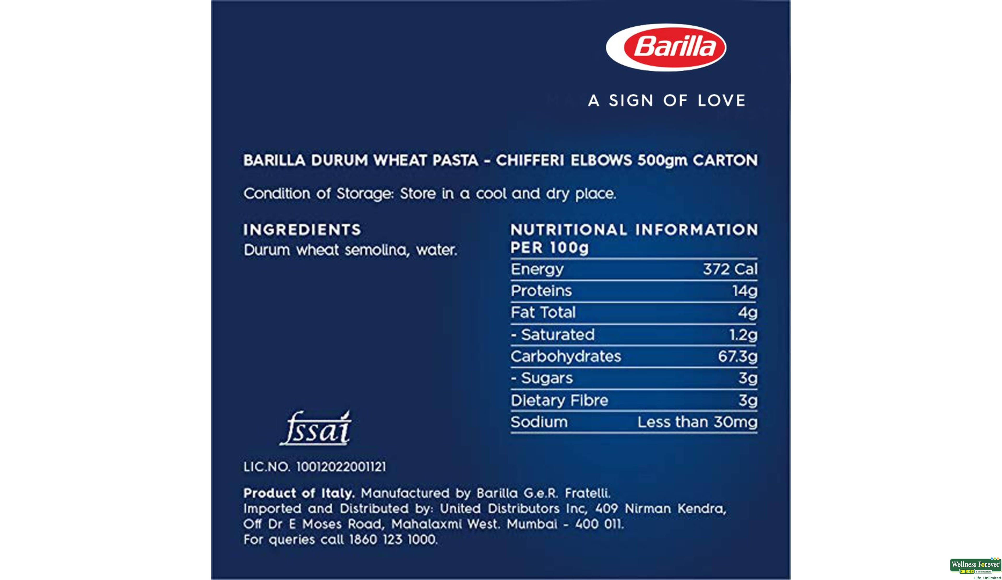 BARILLA CHIFERI 500G- 2, 500GM, 