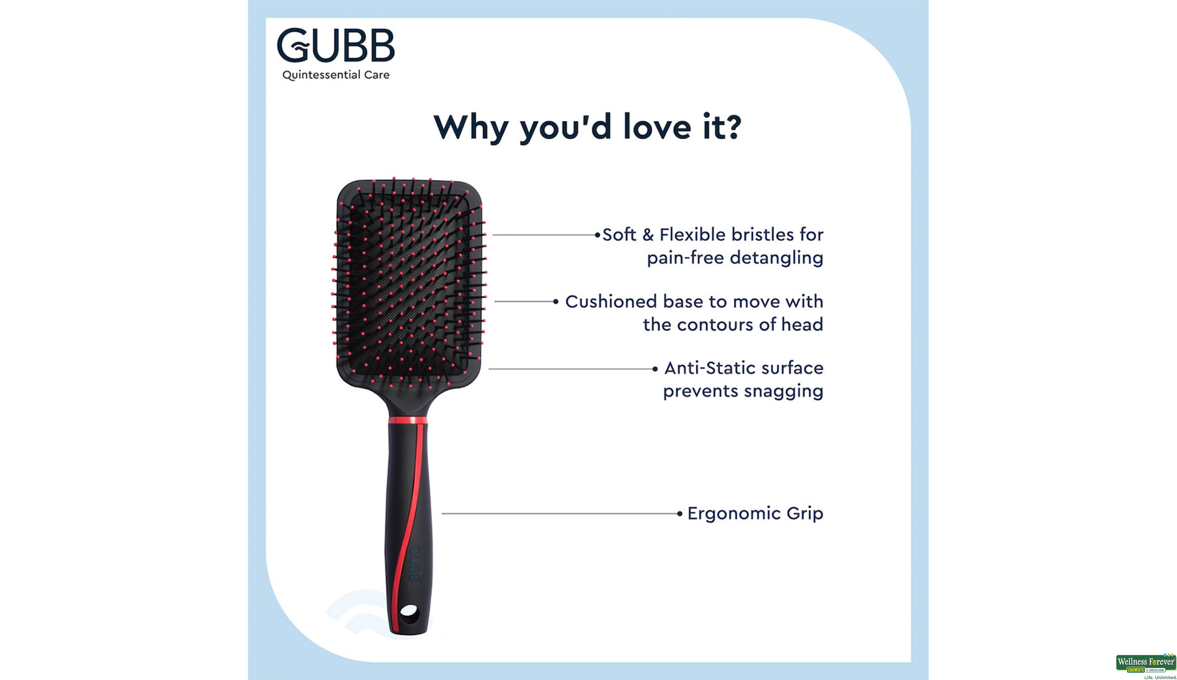 GUBB SHELL DETANGLE COMB 1PC- 5, 1PC, 