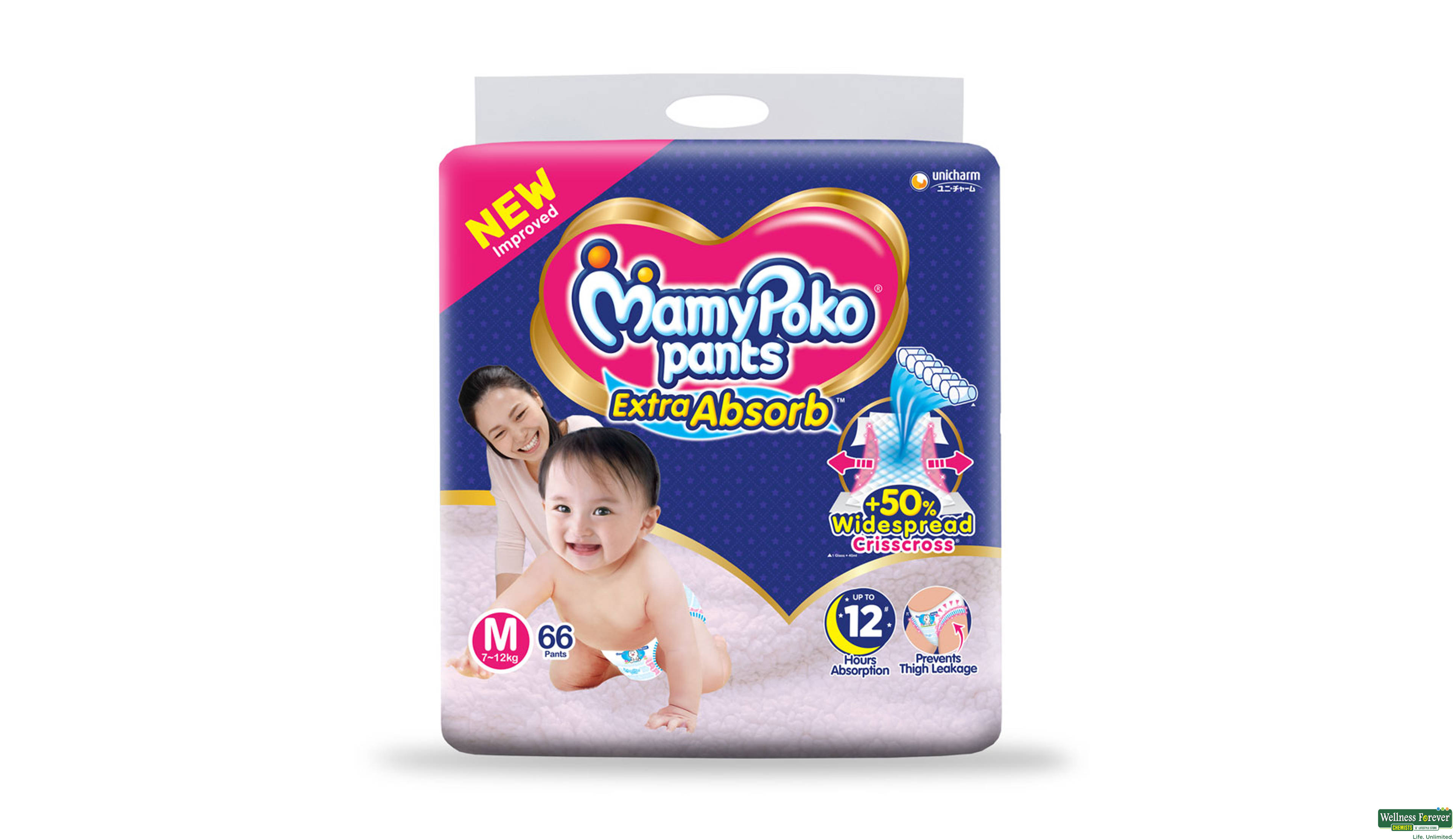 MAMY POKO DIAP PANTS M 66 PCS- 2, 66PC, null