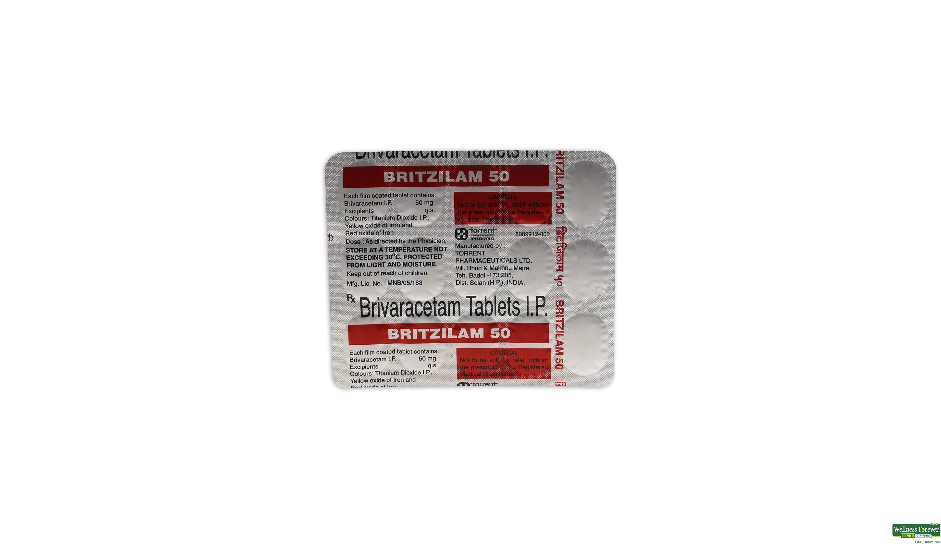 BRITZILAM 50MG 15TAB- 1, 15TAB, 