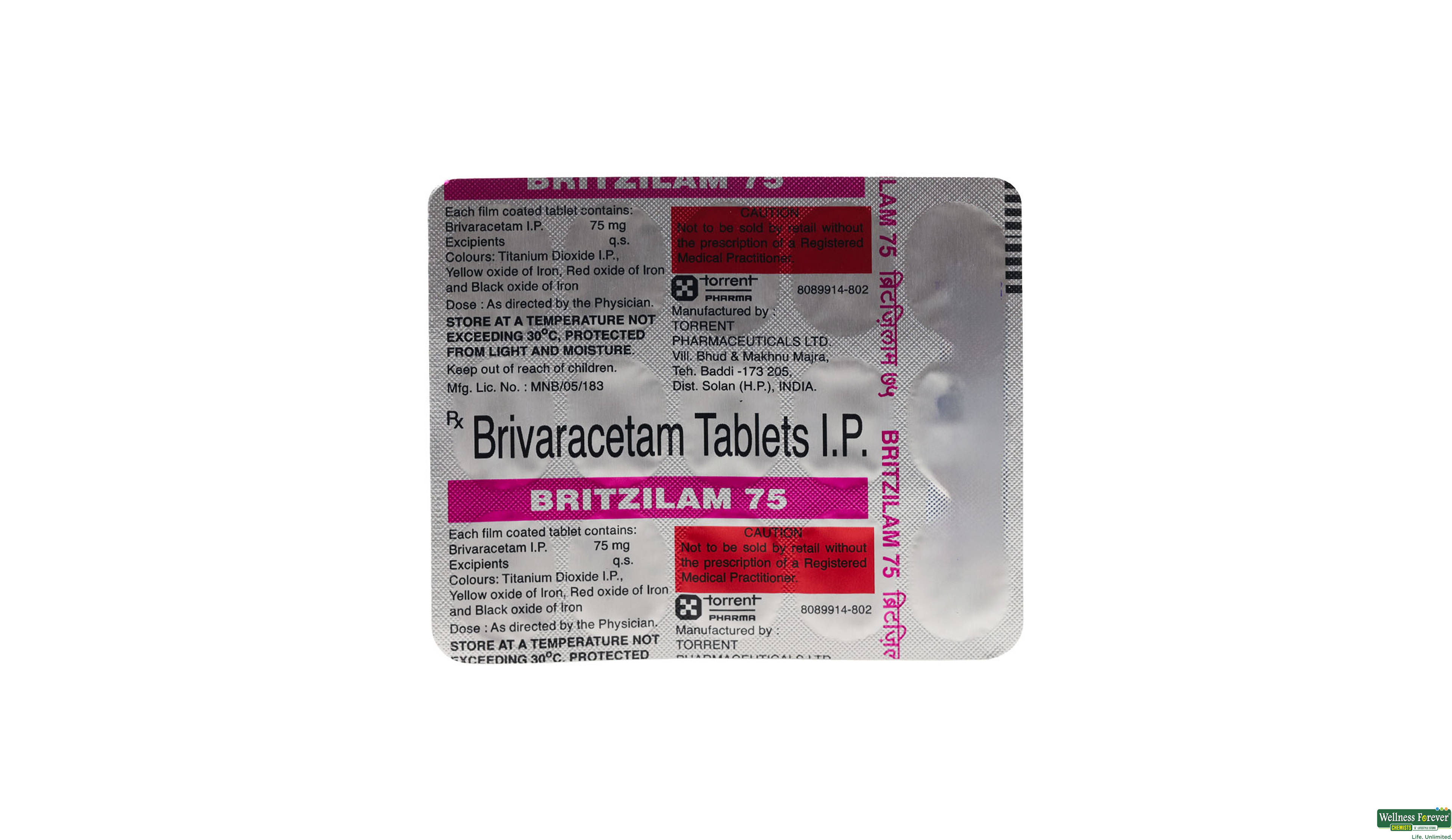 BRITZILAM 75MG 15TAB- 1, 15TAB, 