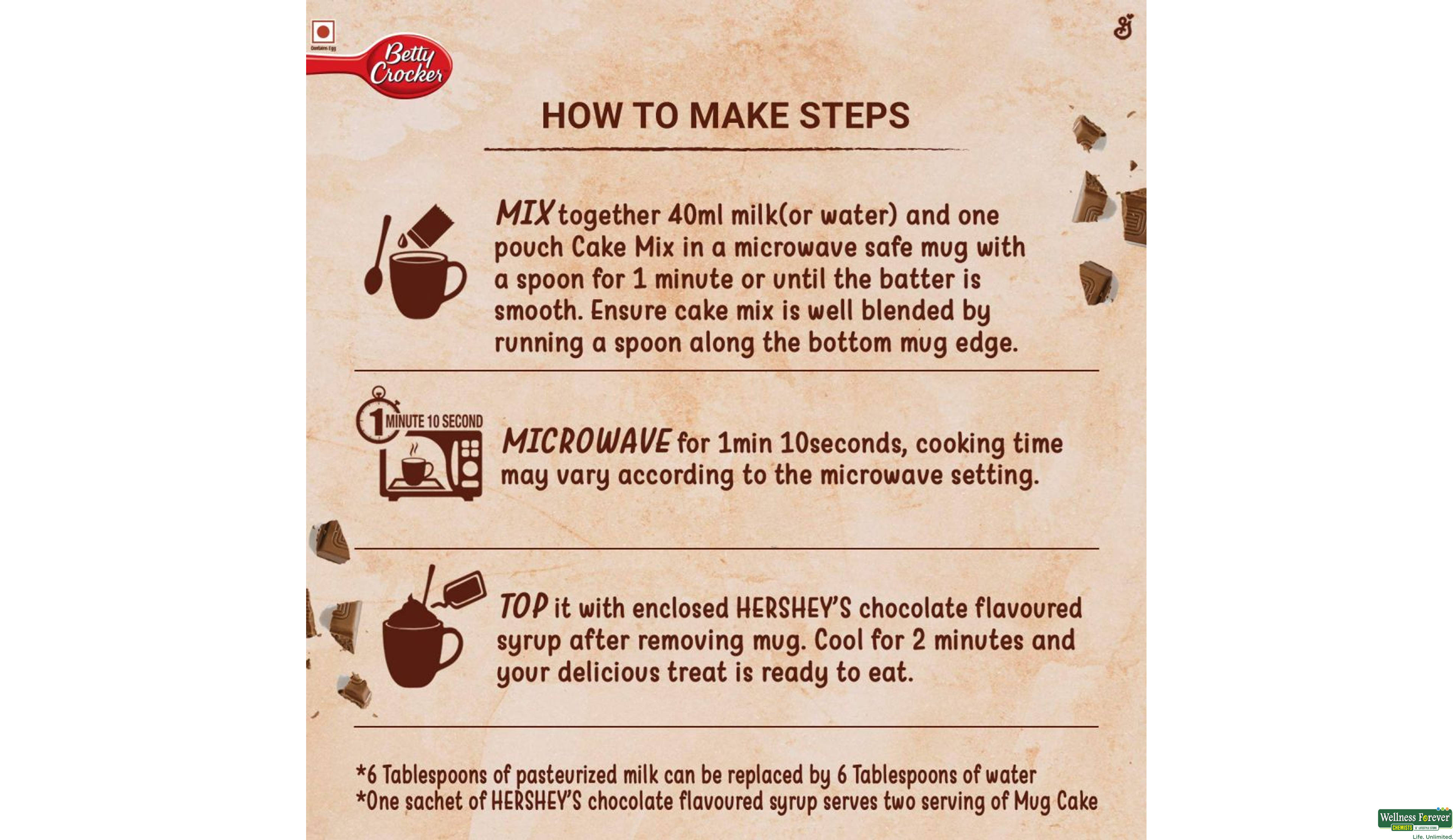 BETTY CROCKER CHOCO MUG TREATS MIX 132GM- 4, 132GM, 