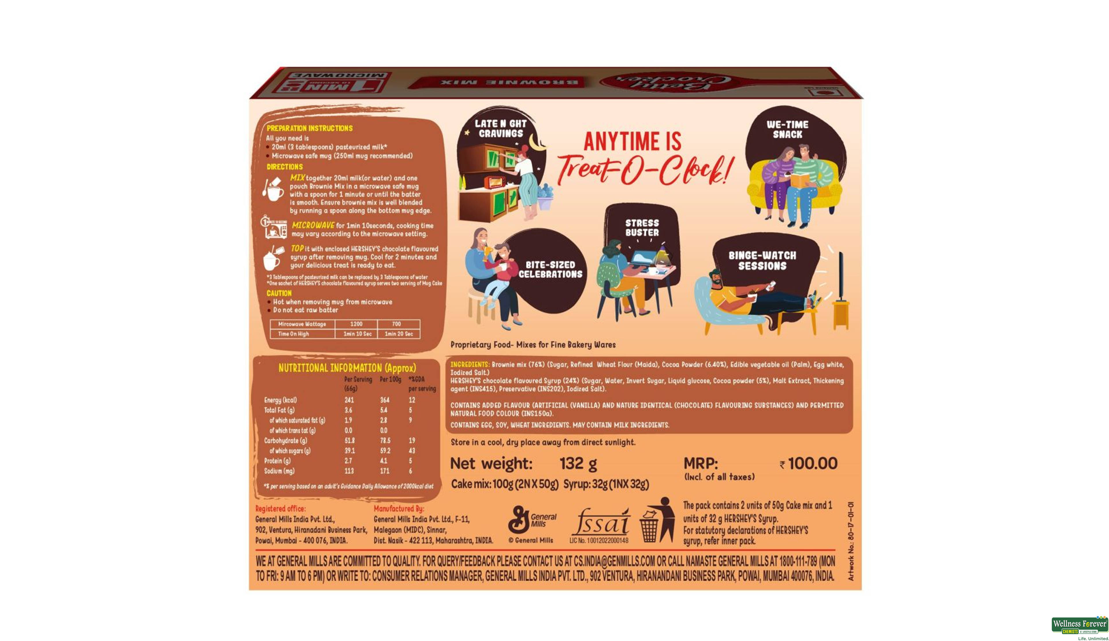 BETTY CROCKER MUG TREAT BROWNIE MIX 132GM- 2, 132GM, 