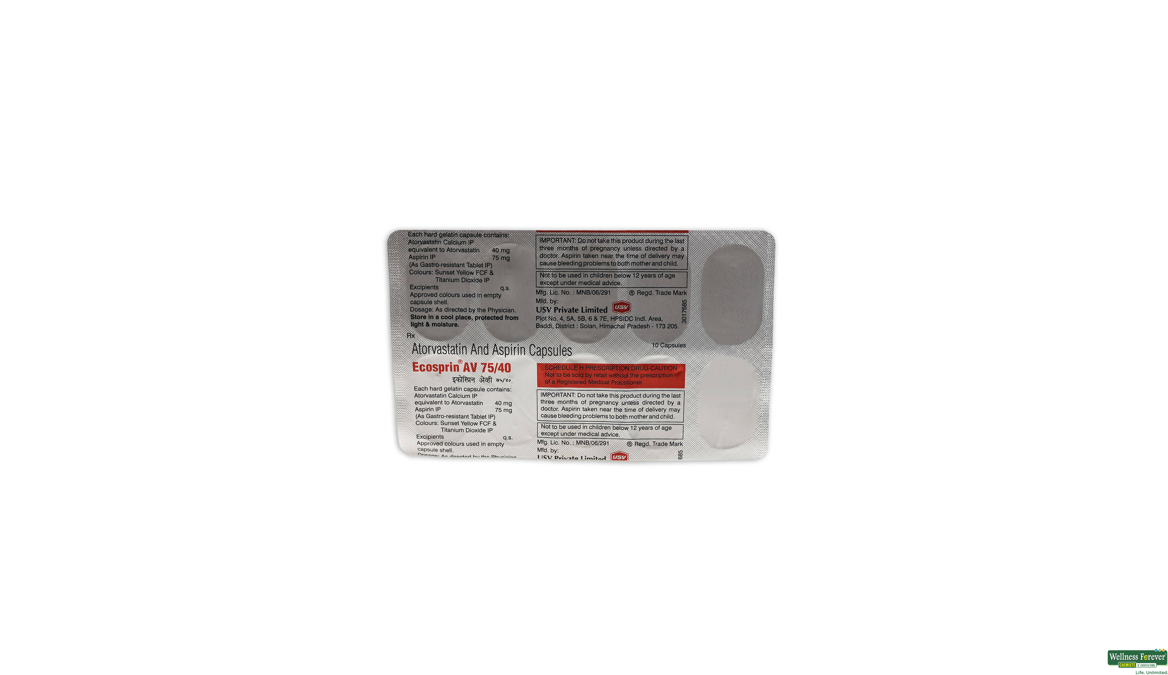 ECOSPRIN AV 75/40MG 10CAP- 1, 10CAP, 