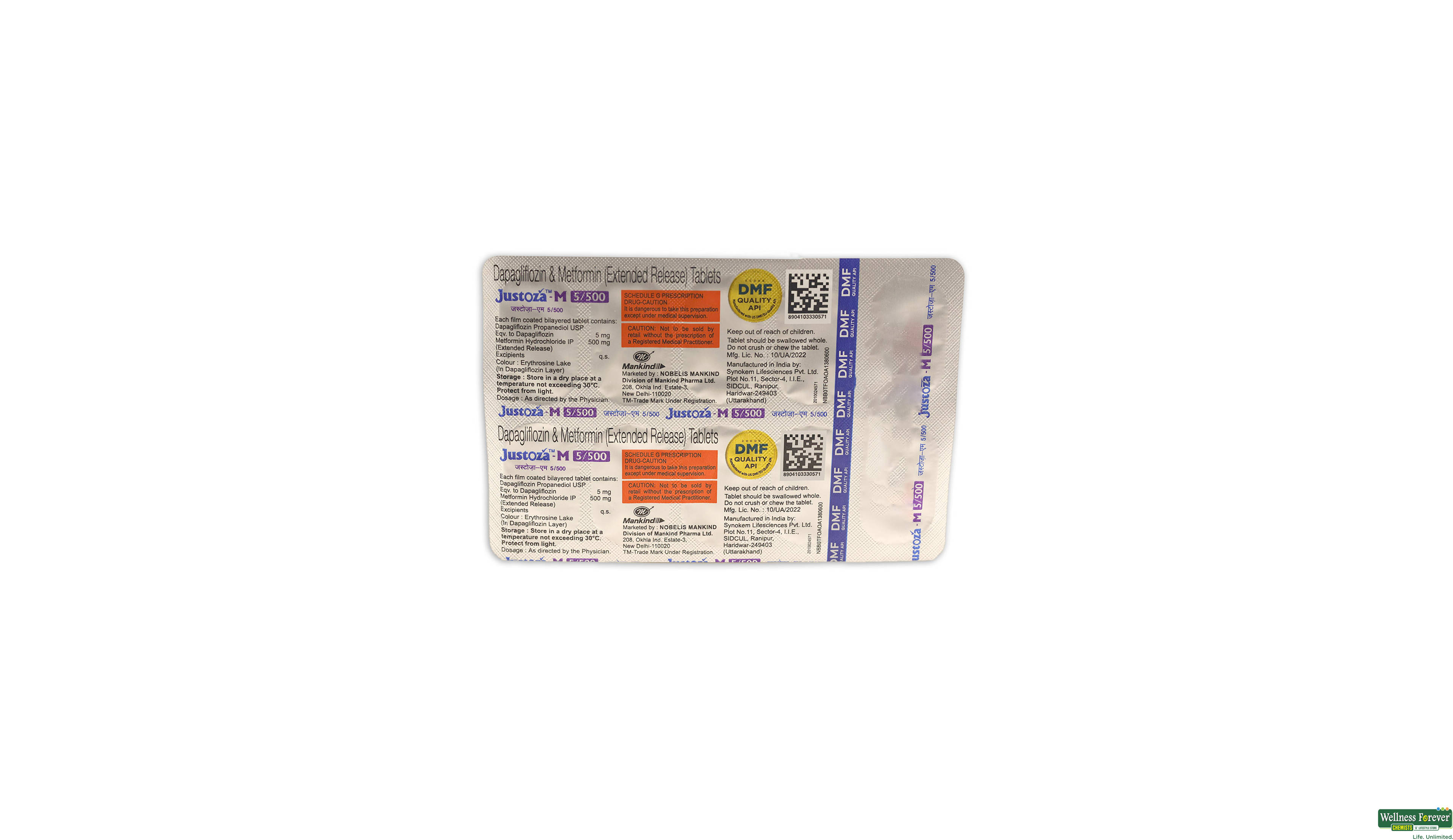 JUSTOZA M 5/500MG 10TAB- 1, 10TAB, 