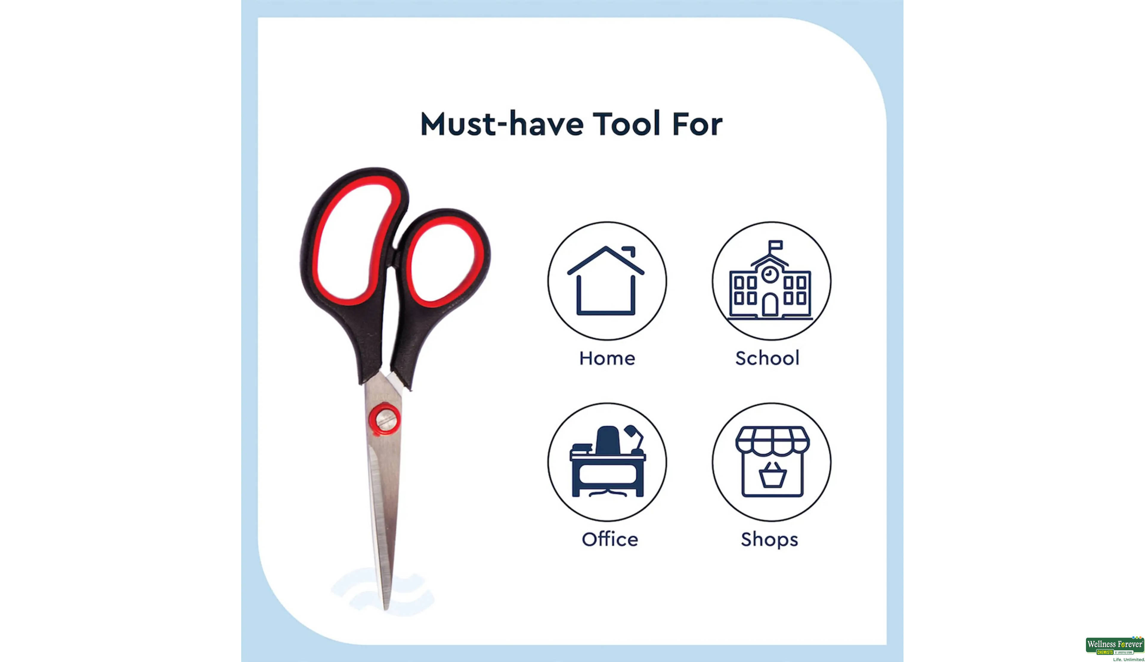 GUBB USA ALL PURPOSE SCISSOR MEDIUM 1PC- 3, 1PC, null