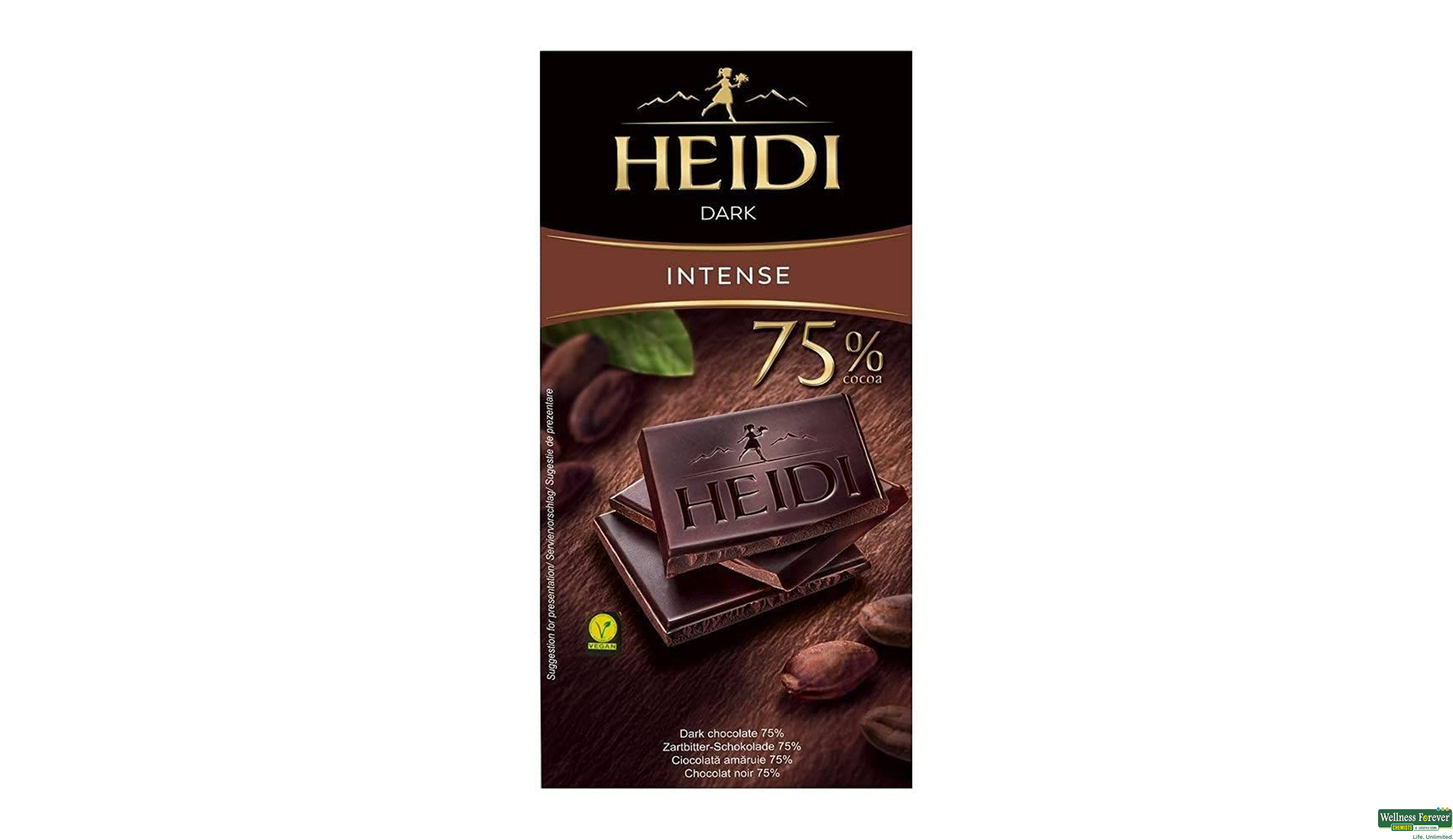 HEIDI CHOC INTENSE 75% 80G- 1, 80GM, 