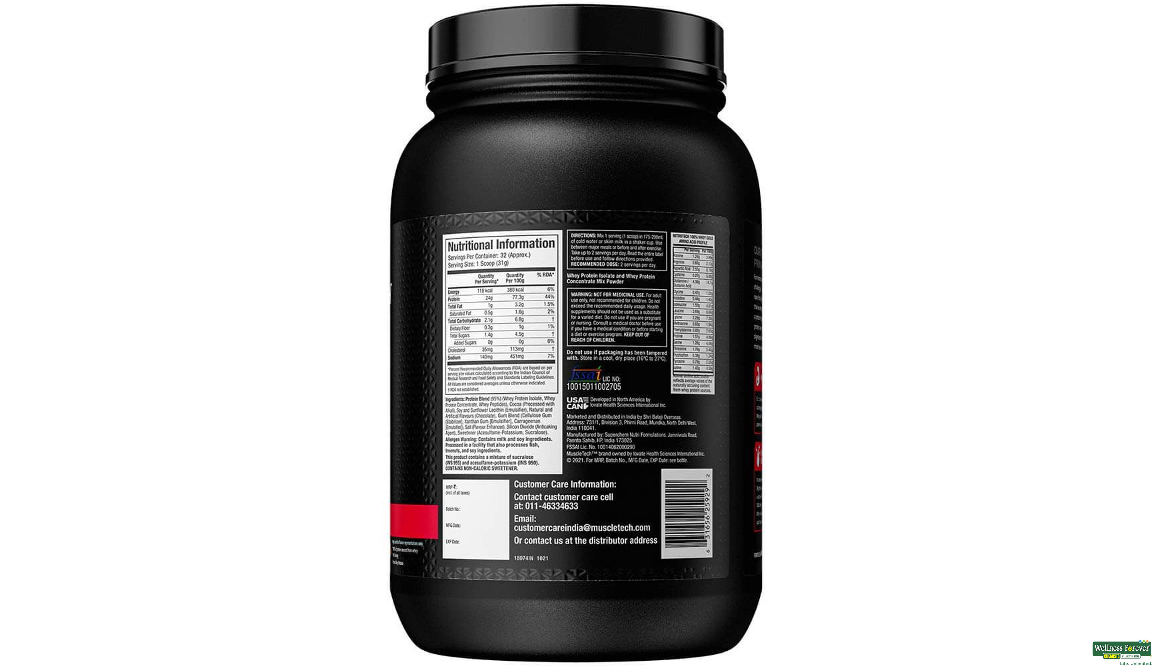 MUSCLETECH NITROTECH WHEY GOLD 100% 1KG- 3, 1KG, 