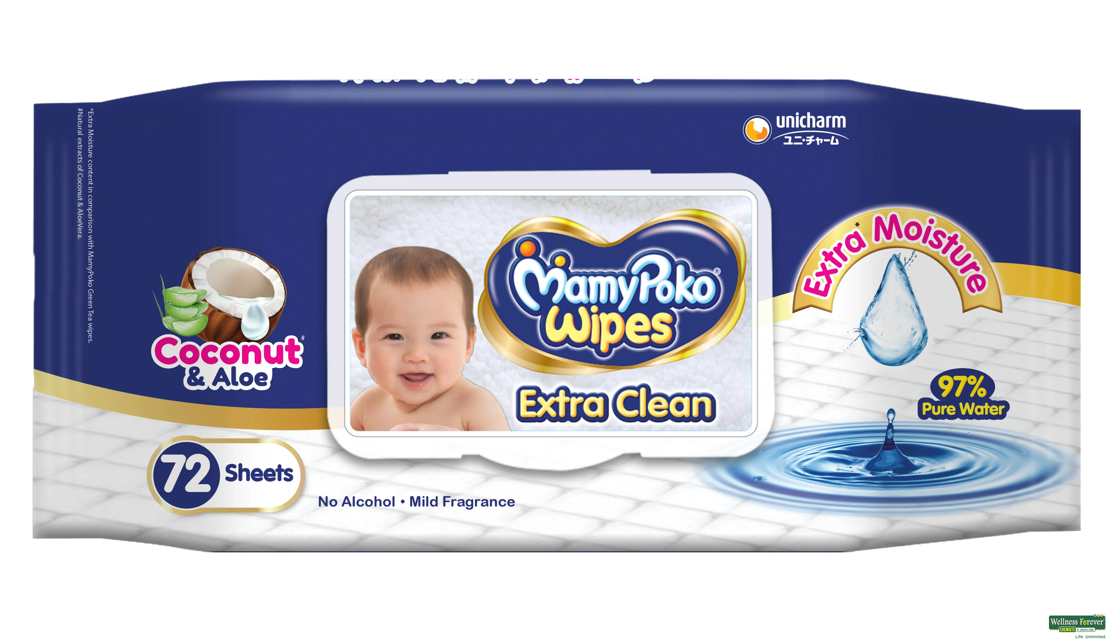 MAMY POKO EXTRA CLEAN WIPES 72PC- 1, 72PC, null